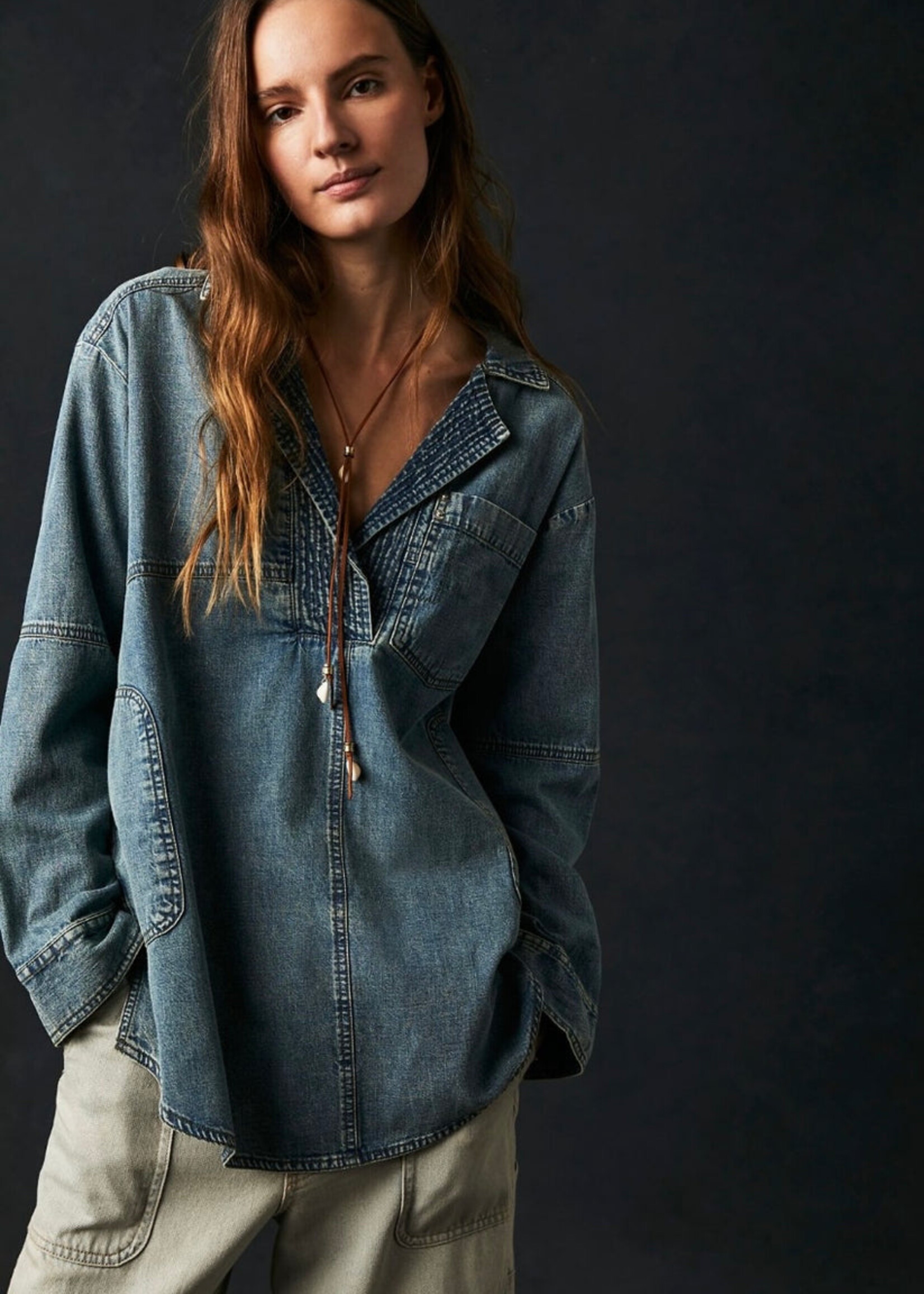 Free People Free People Pull En Jean Peyton - Medium Indigo