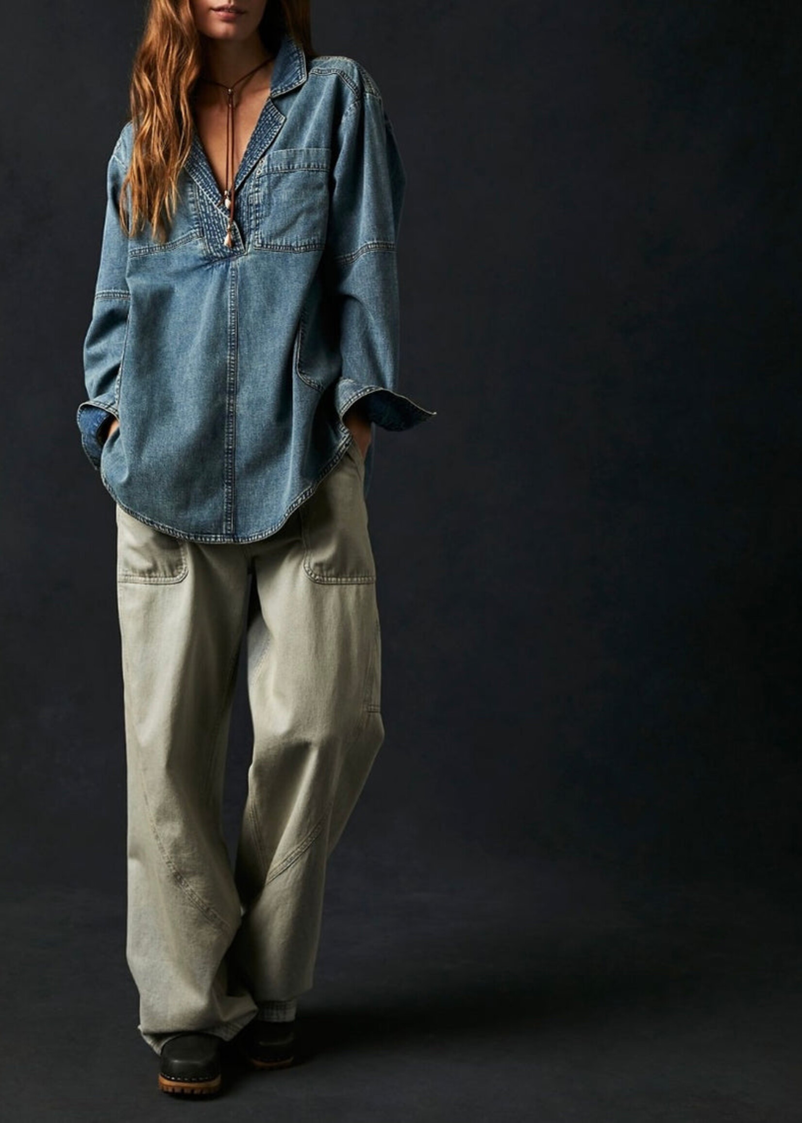 Free People Free People Pull En Jean Peyton - Medium Indigo