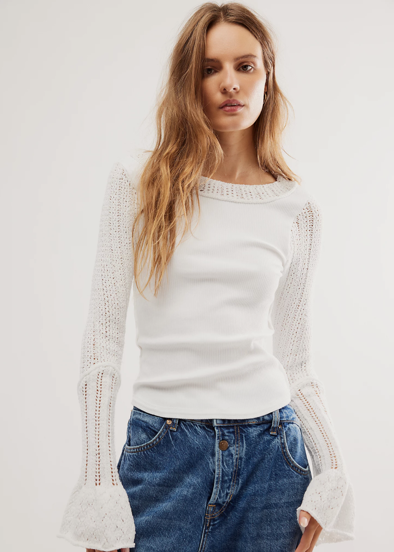 Free People Free People Haut Cuffing Season Top - Ivory