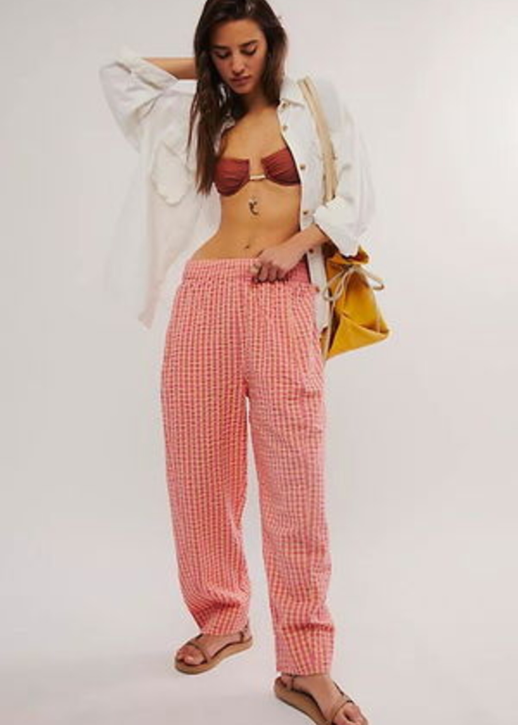 Free People Free People Preppy Poplin Gingham - Pink Combo