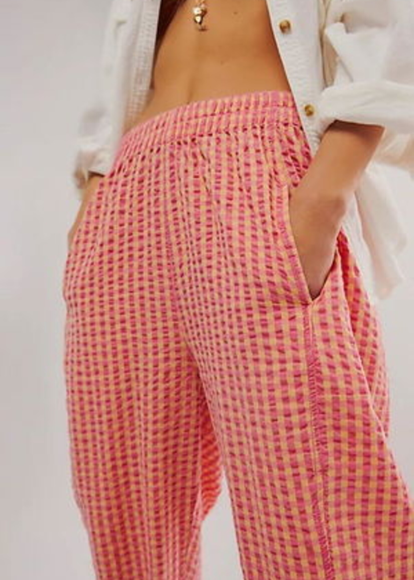 Free People Free People Preppy Poplin Gingham - Pink Combo