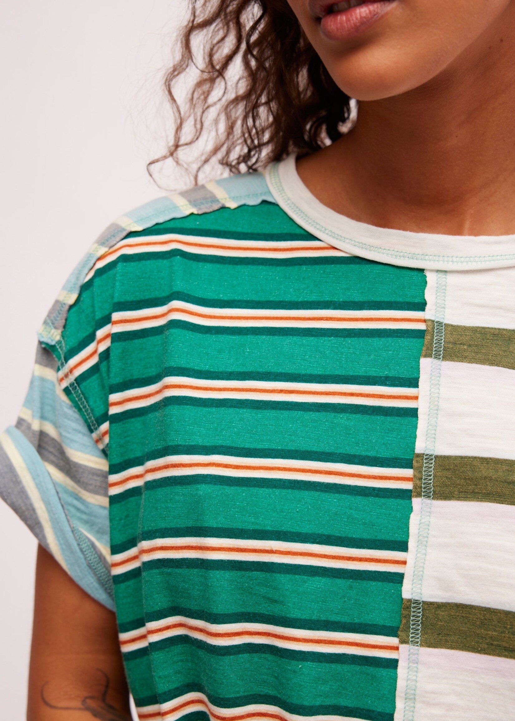 Free People Free People Get Real Tee - Green Combo