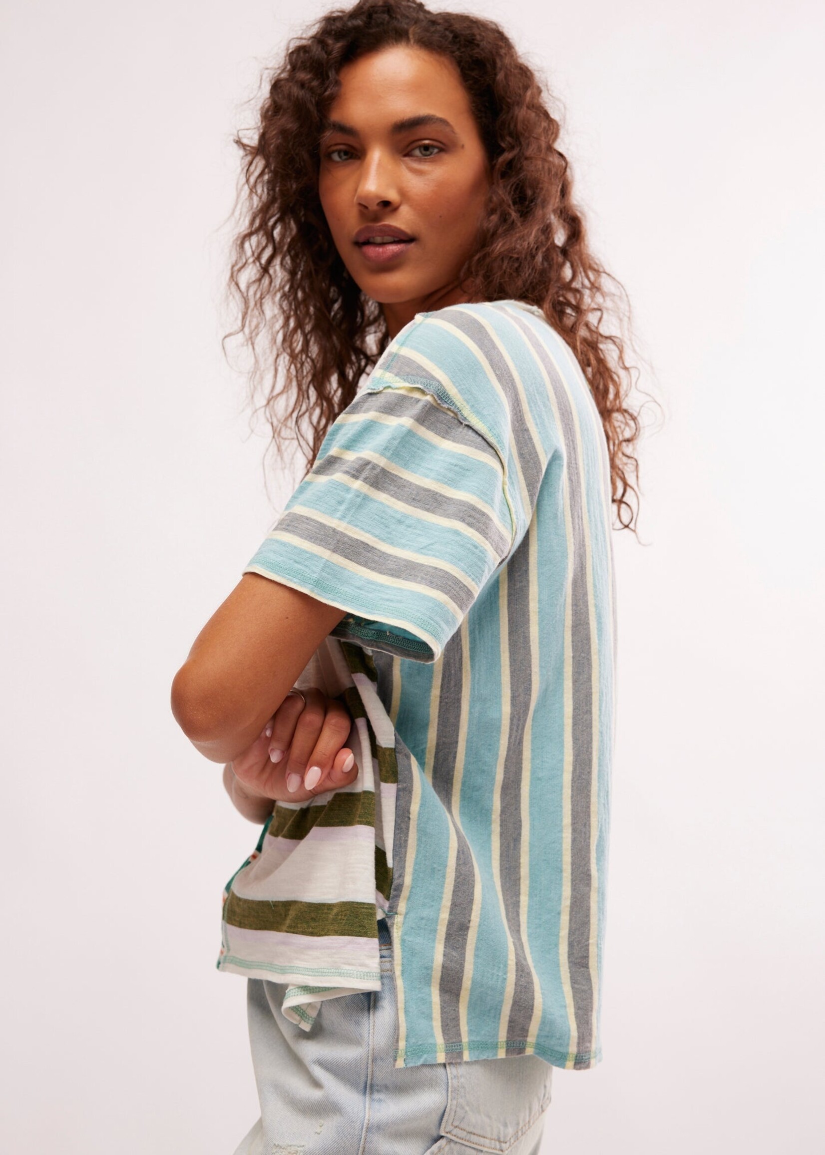 Free People Free People Get Real Tee - Green Combo