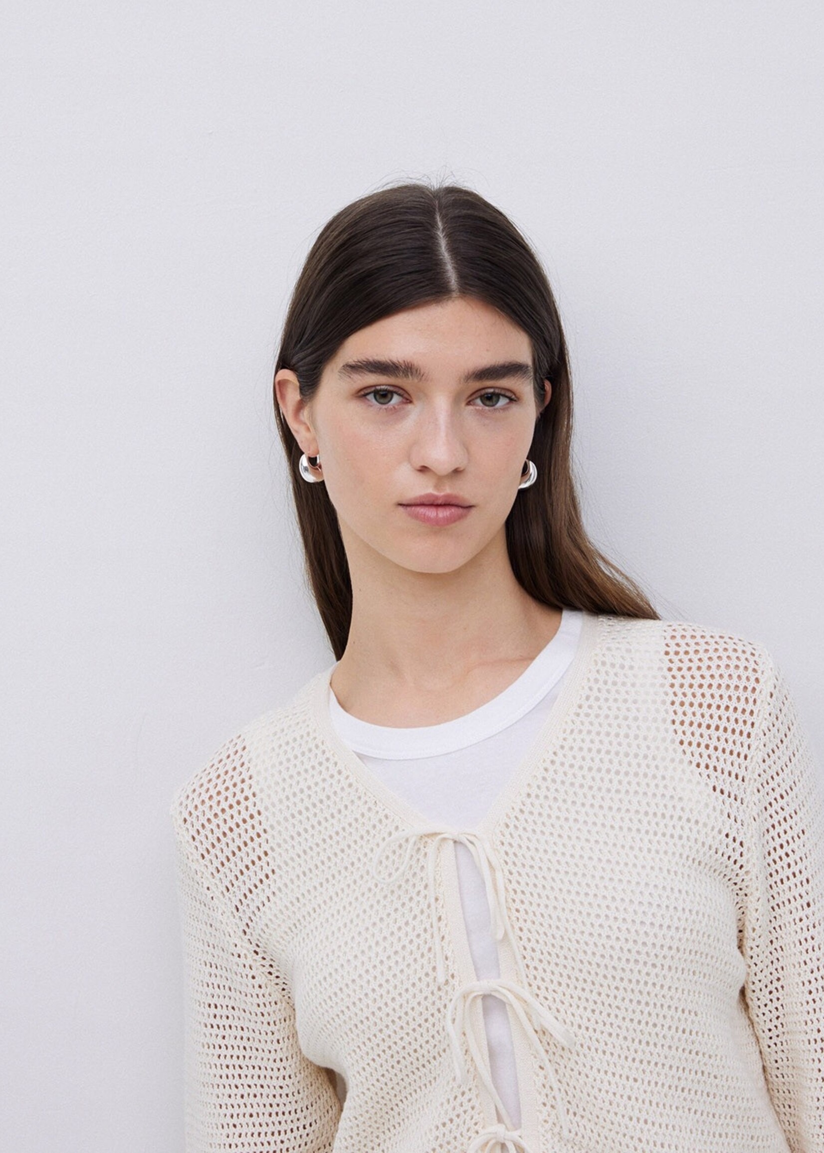 Yerse Yerse Openwork Cardigan With Ties - Natural