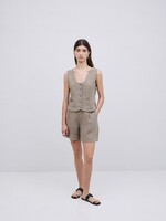 Yerse Yerse Linen Shorts - Khaki