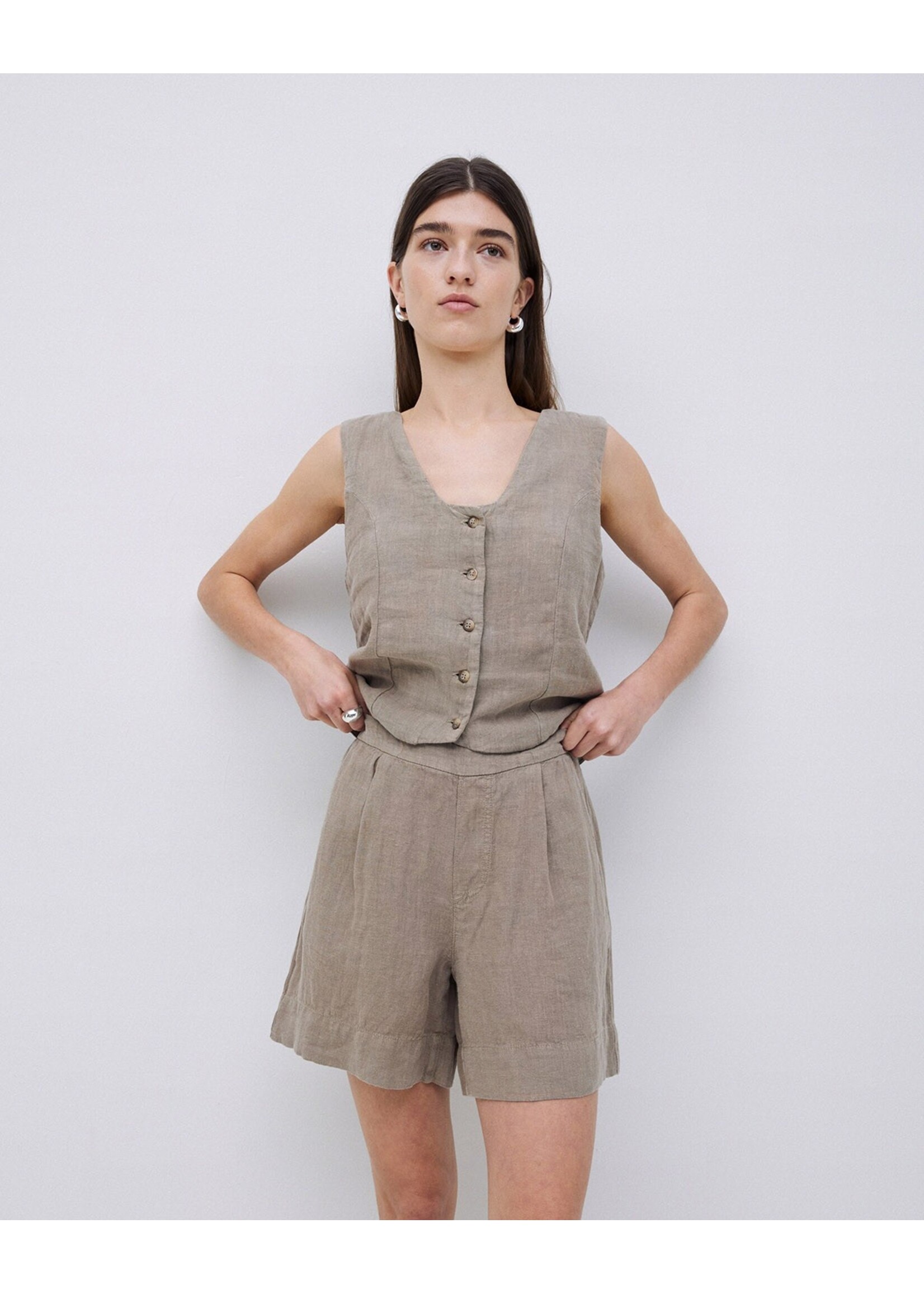 Yerse Yerse Short En Lin - Khaki