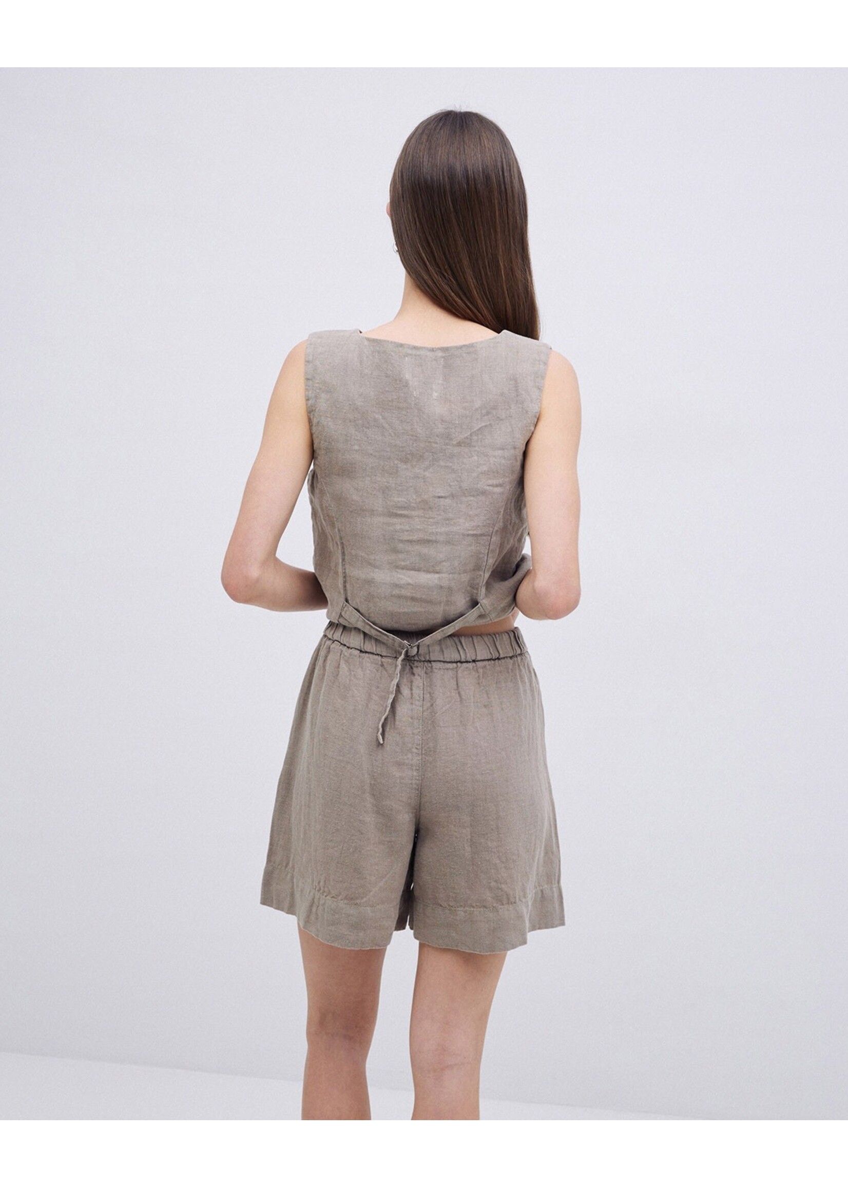 Yerse Yerse Short En Lin - Khaki