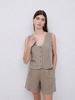 Yerse Yerse Linen Vest - Khaki