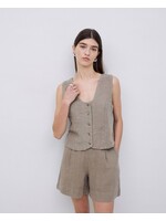 Yerse Yerse Linen Vest - Khaki