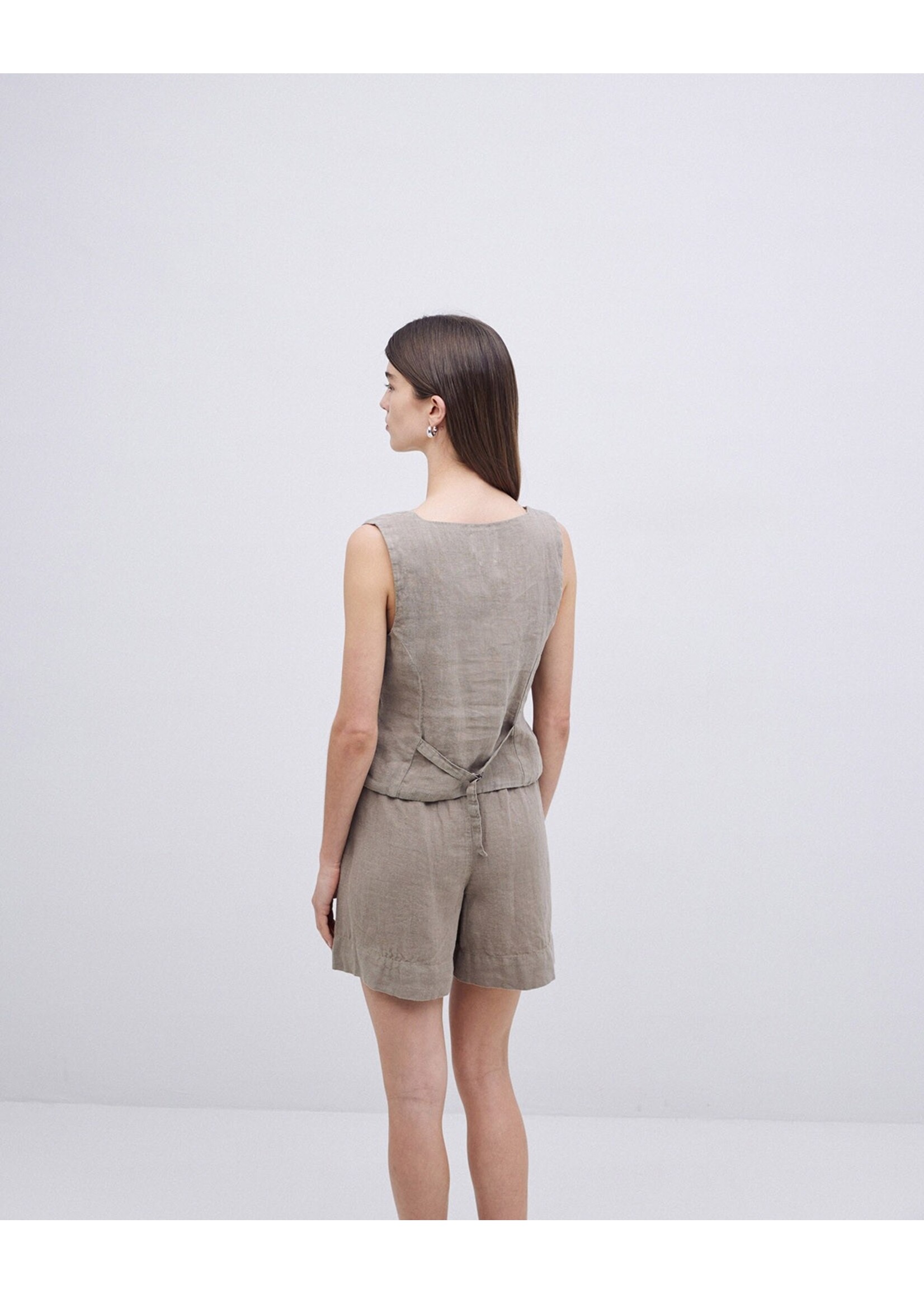 Yerse Yerse Linen Vest - Khaki