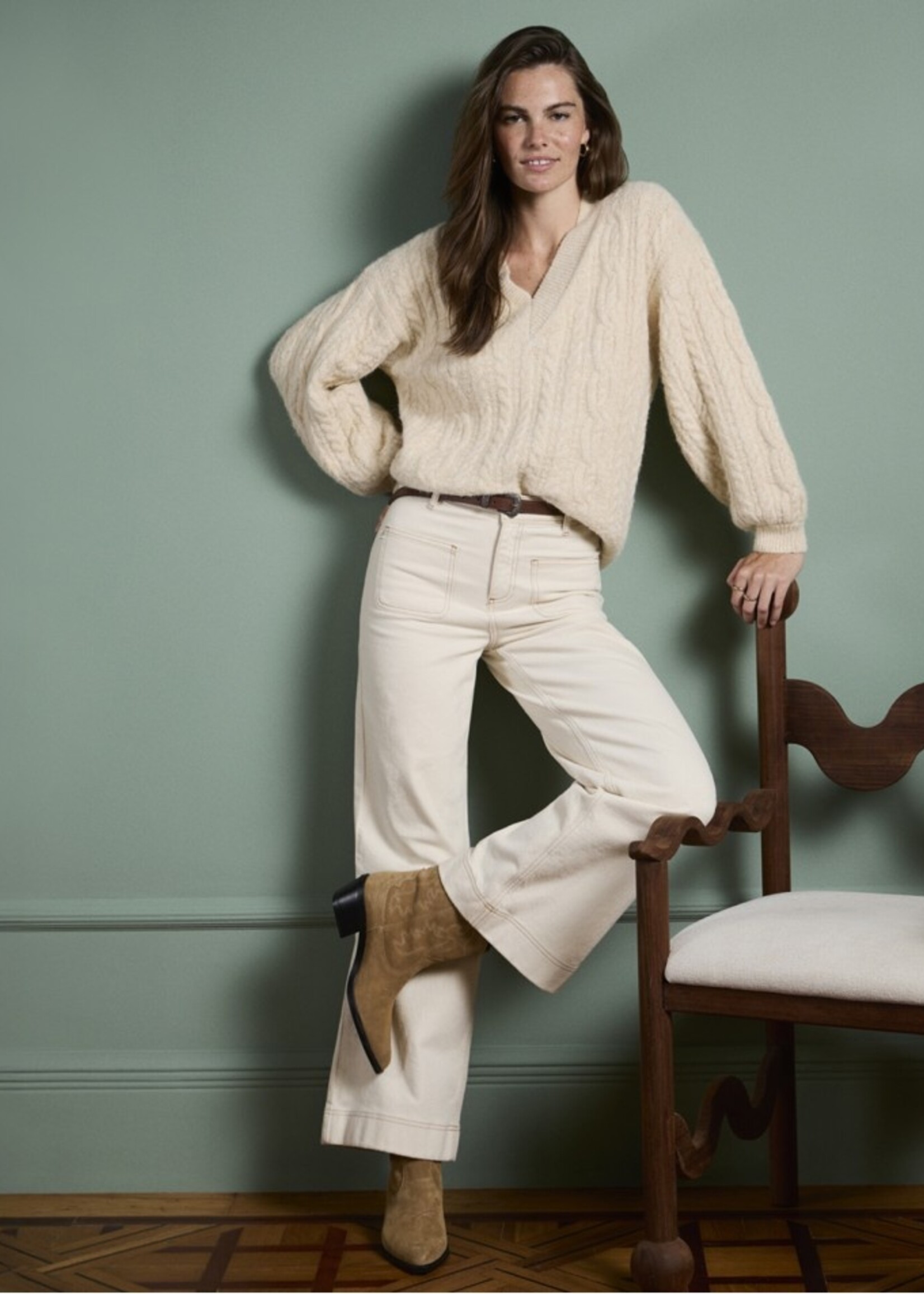 Surkana Surkana Wide Denim Pants - Ecru