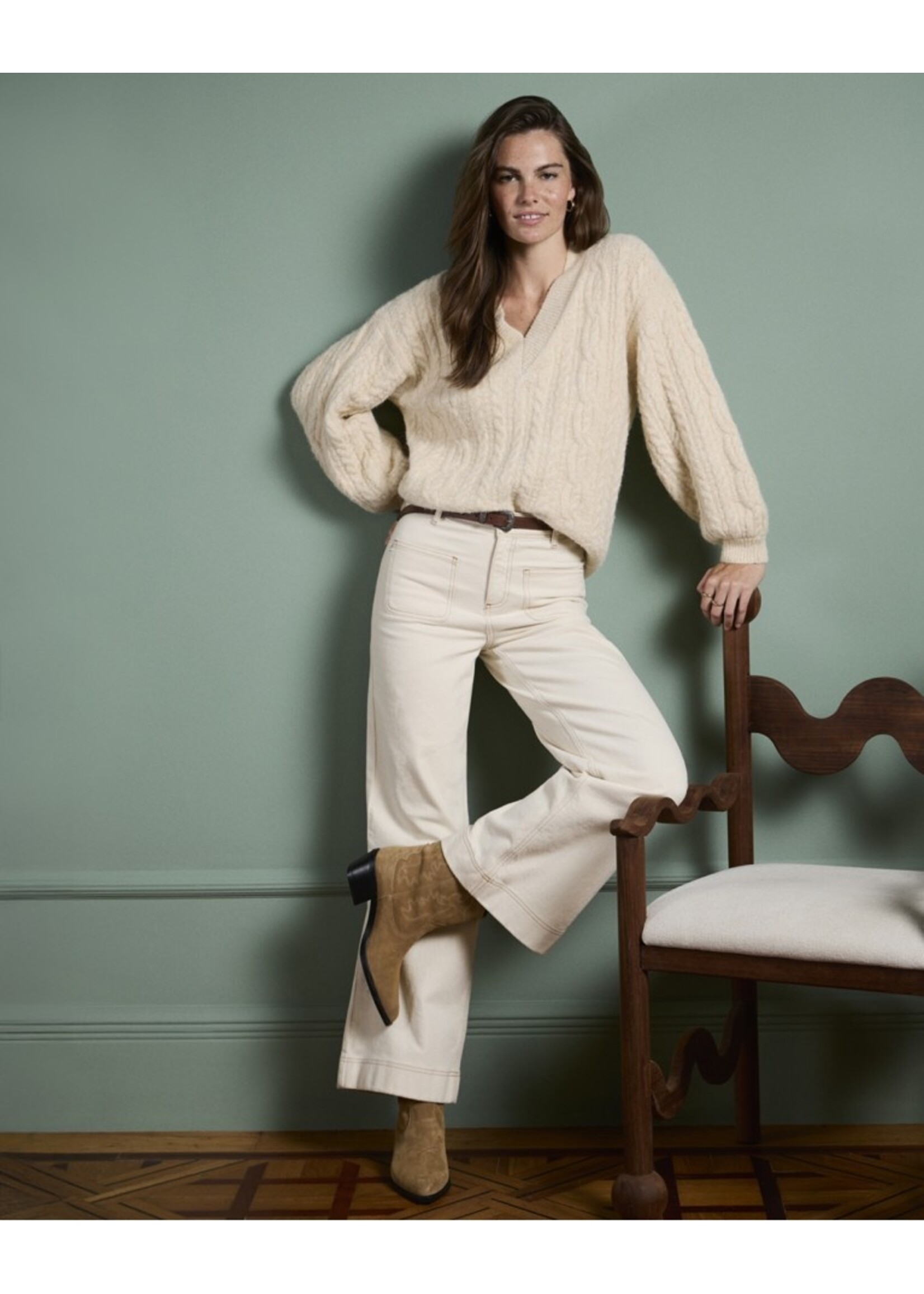 Surkana Surkana Pantalon Large En Jean - Écru