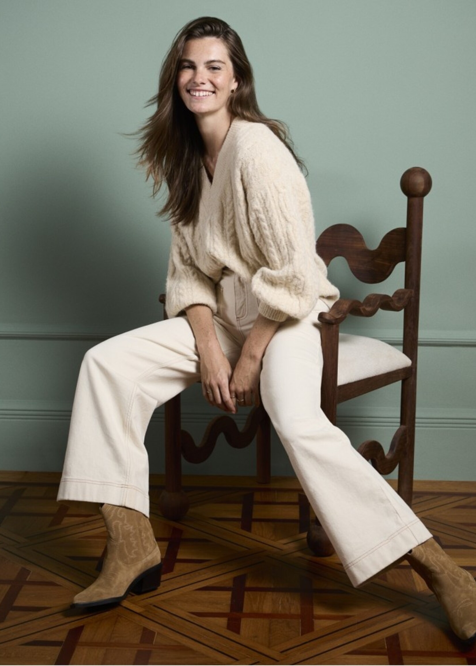 Surkana Surkana Pantalon Large En Jean - Écru