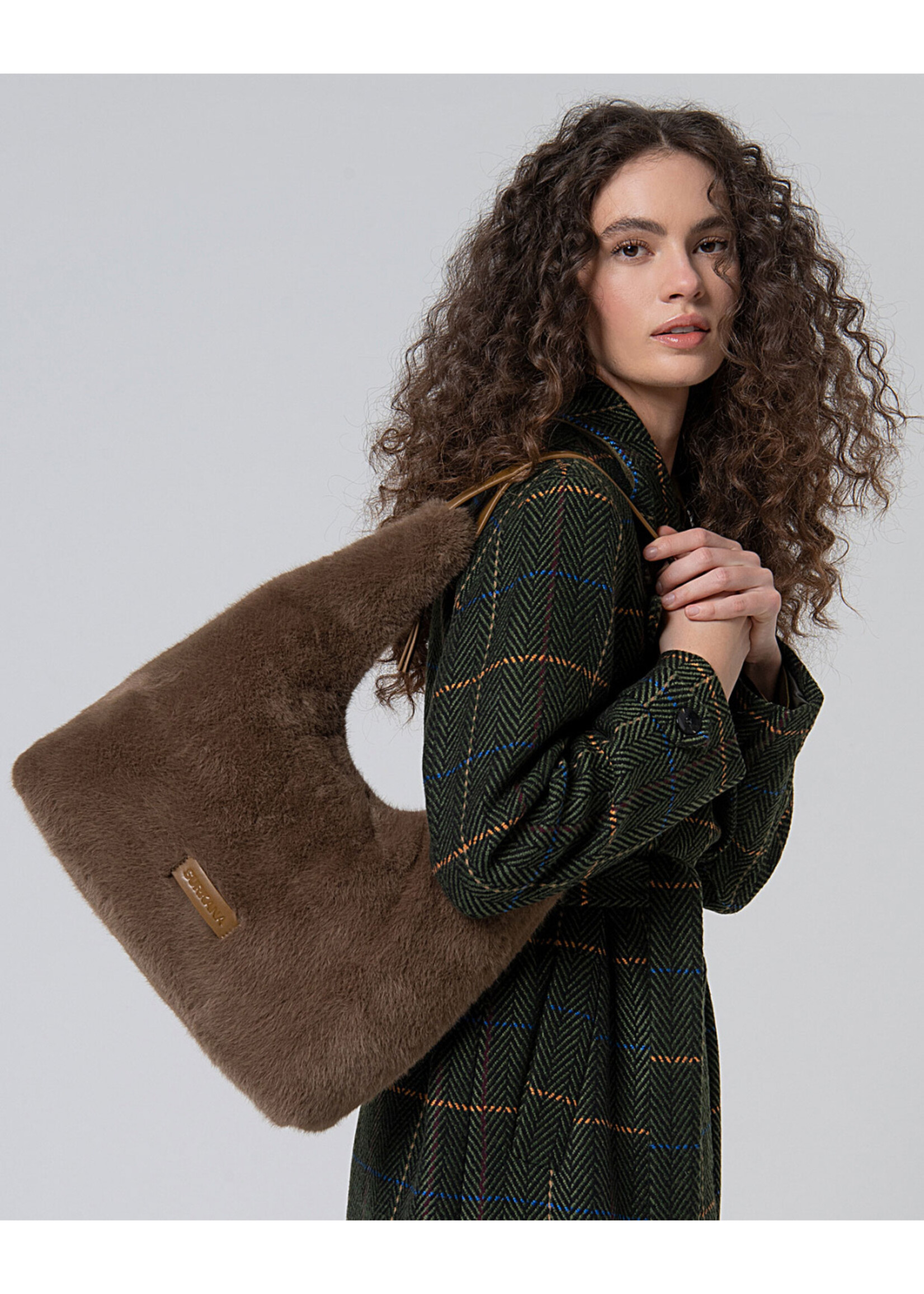 Surkana Surkana Sac Bandoulière En Fausse Fourrure - Kaki