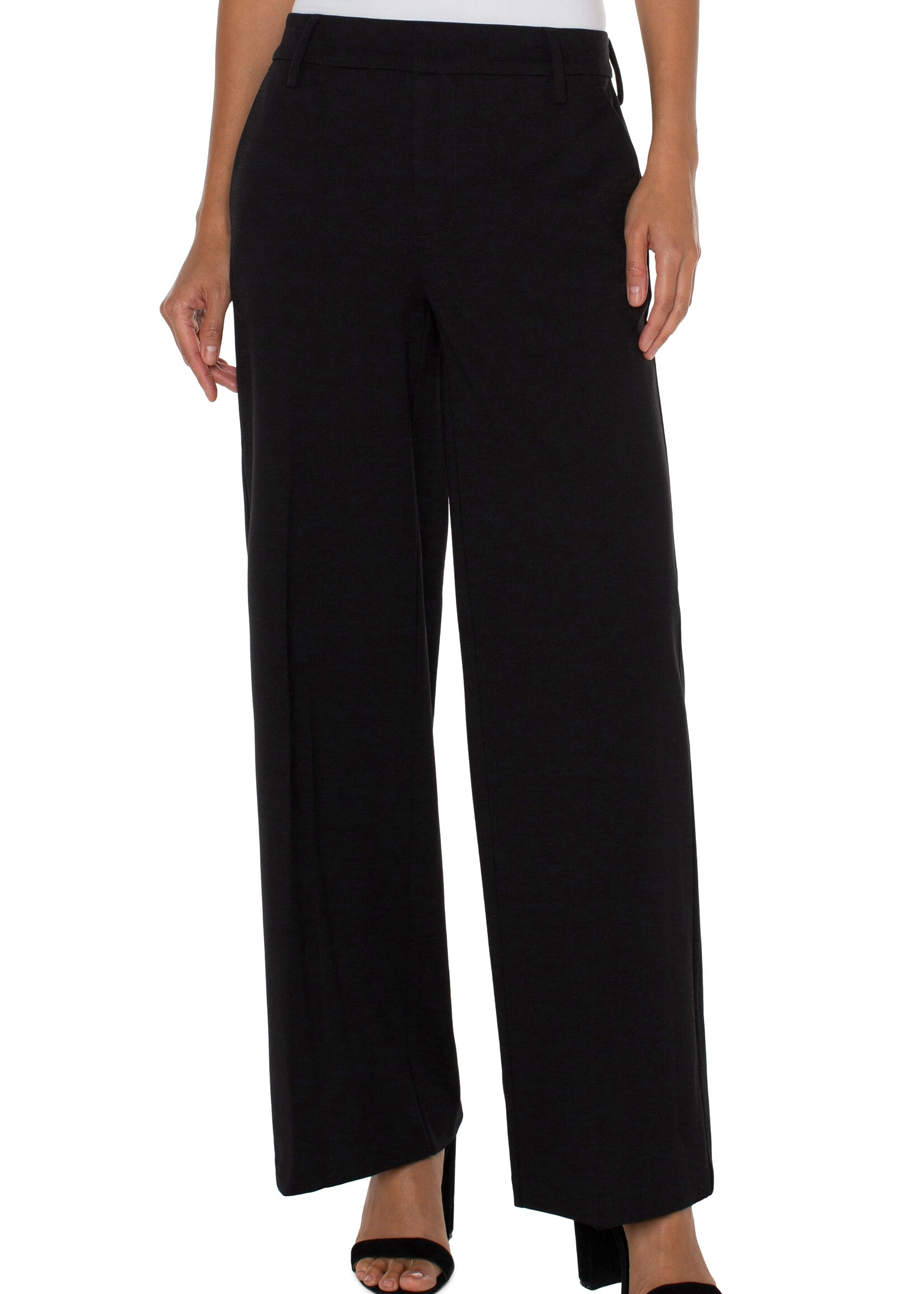 Liverpool Liverpool Kelsey Crop Wide Leg Trouser - Black