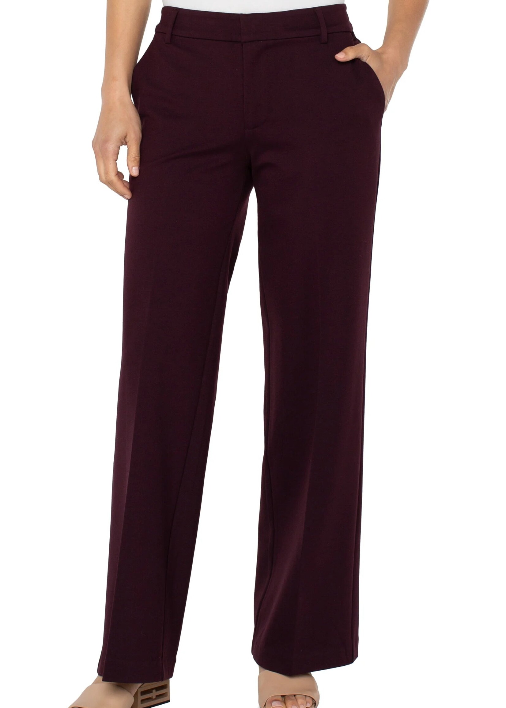 Liverpool Liverpool Pantalon Large Kelsey Crop - Dark Plum