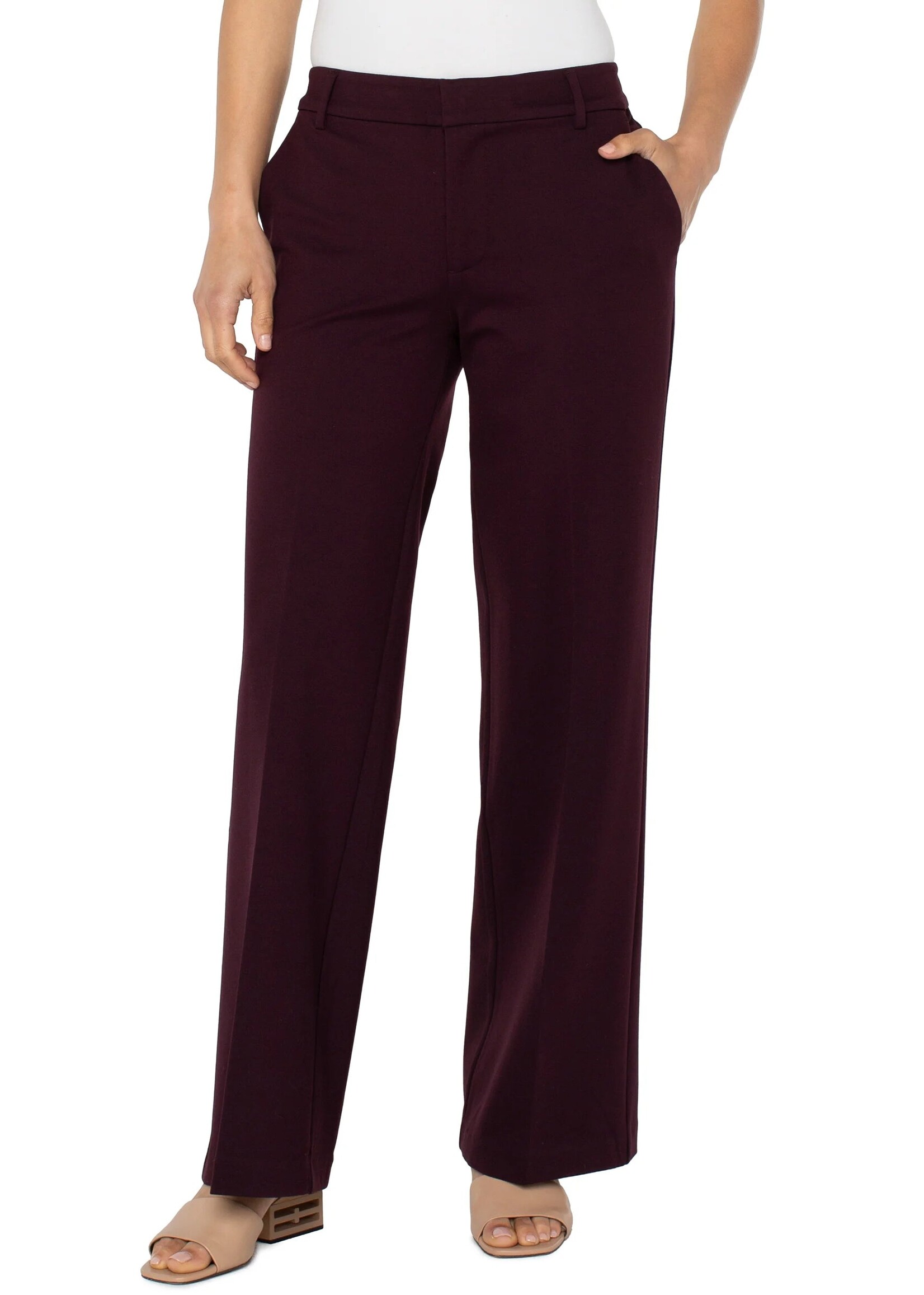 Liverpool Liverpool Pantalon Large Kelsey Crop - Dark Plum