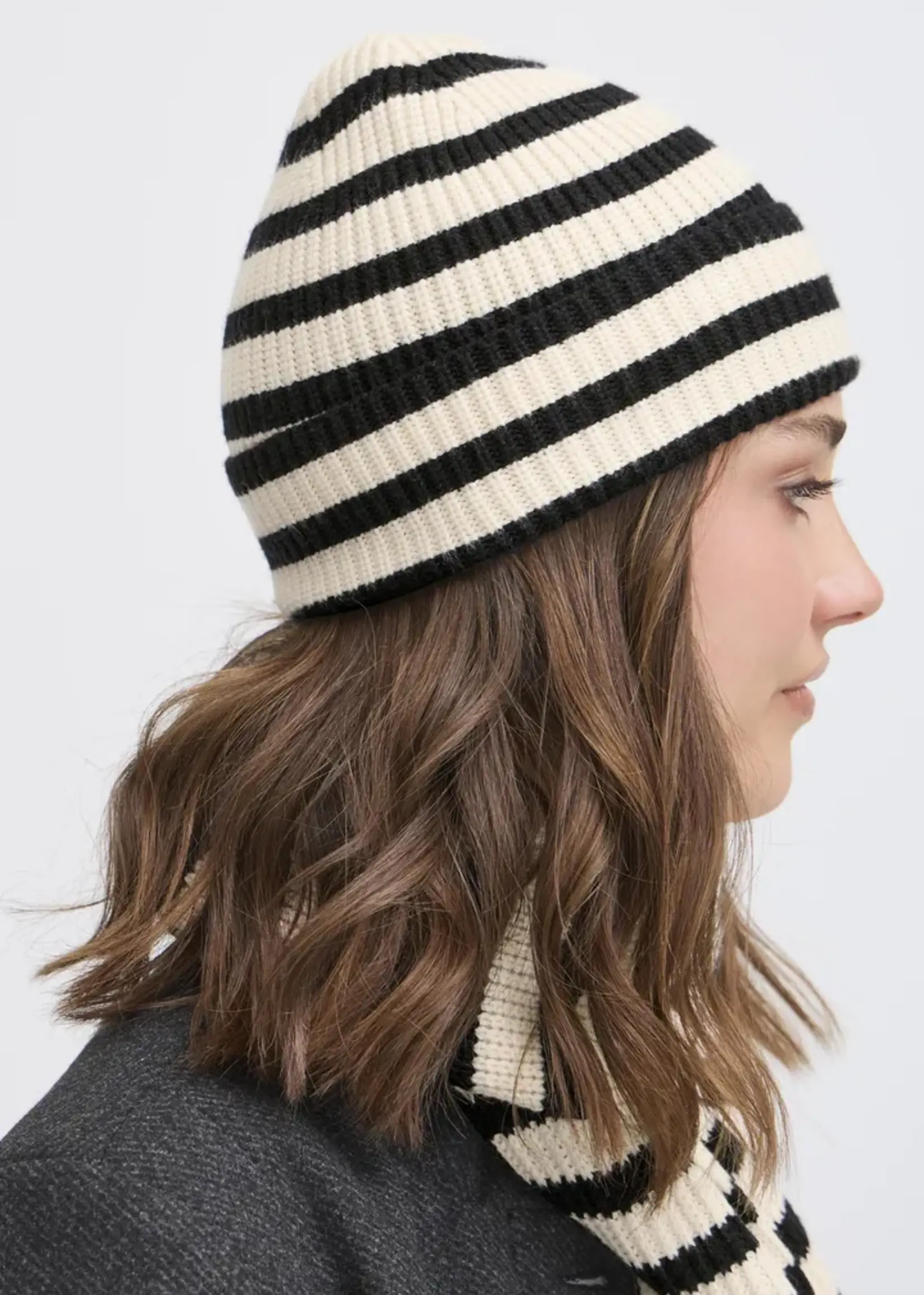 Fransa Fransa Stripy Hood - Whisper White