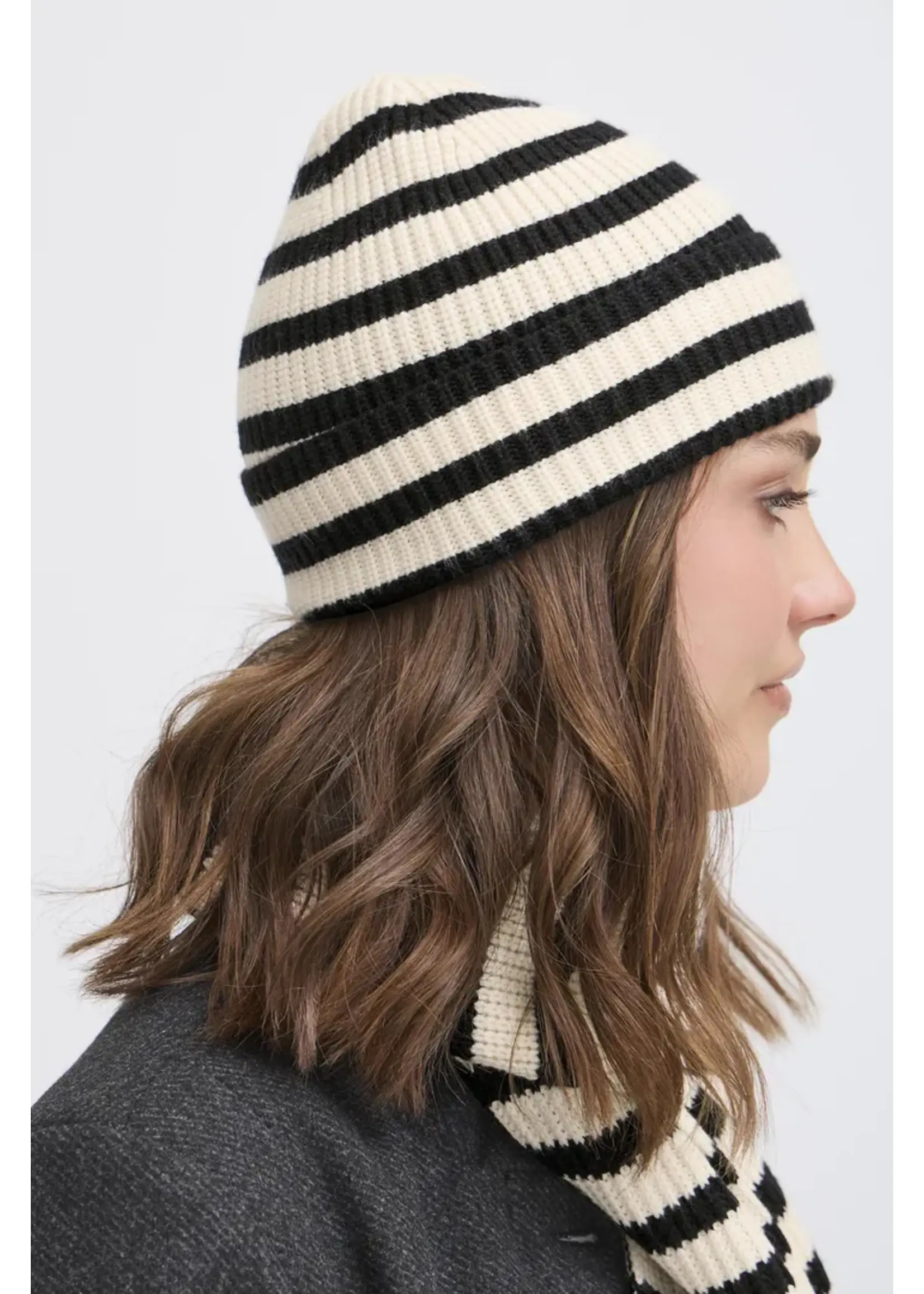 Fransa Fransa Stripy Hood - Whisper White