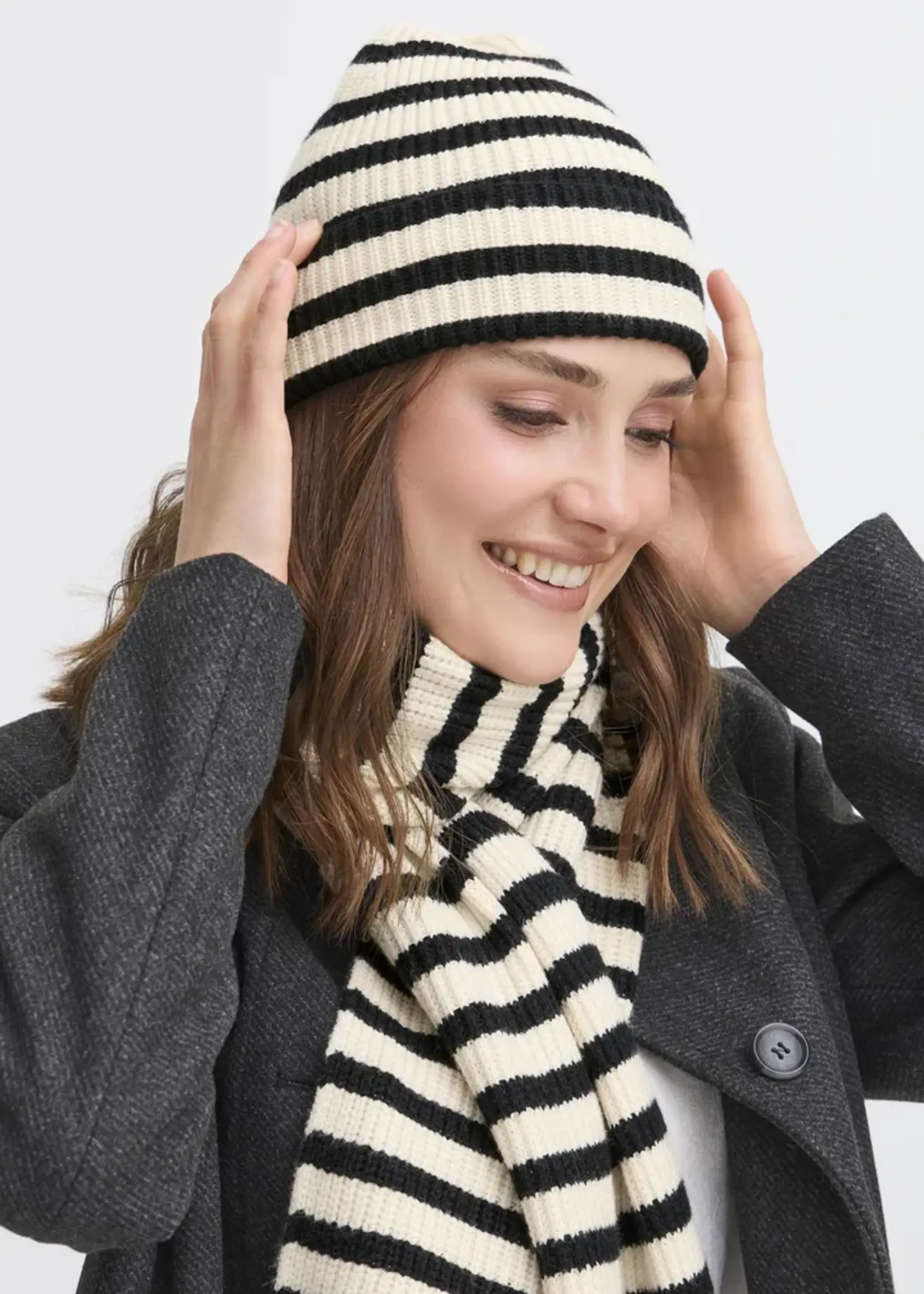 Fransa Fransa Capuche Stripy - Whisper White