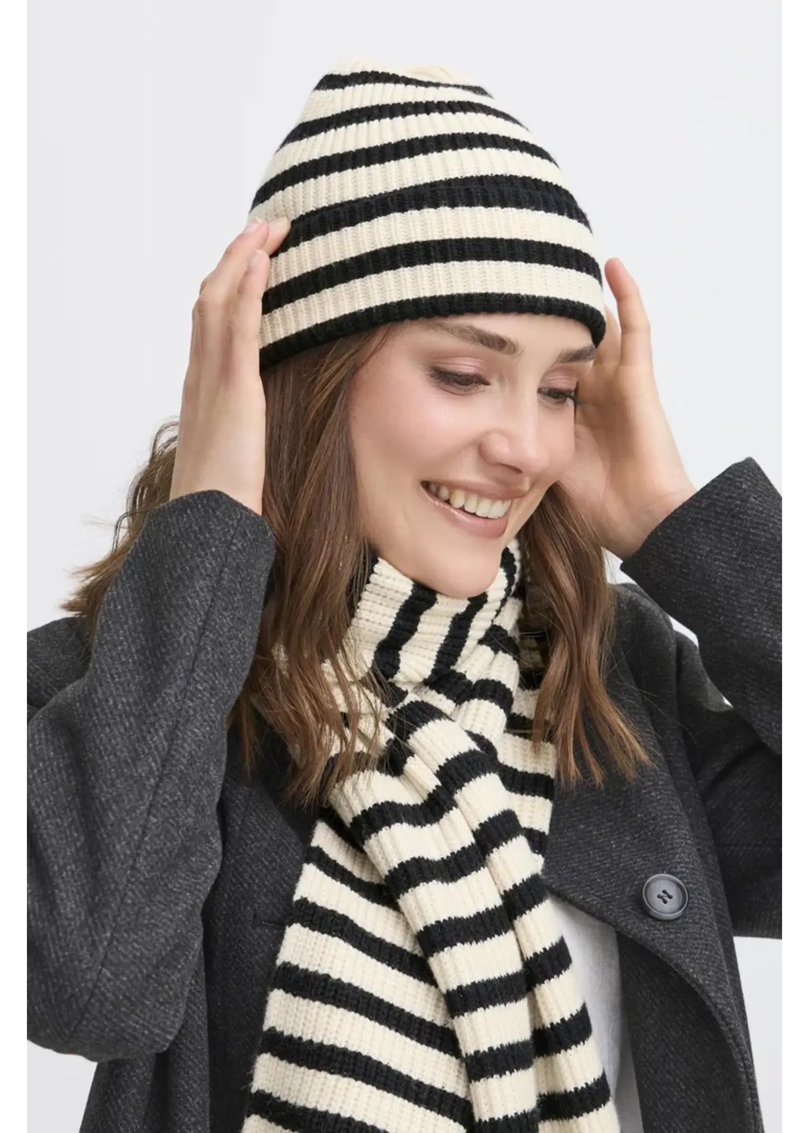 Fransa Fransa Capuche Stripy - Whisper White