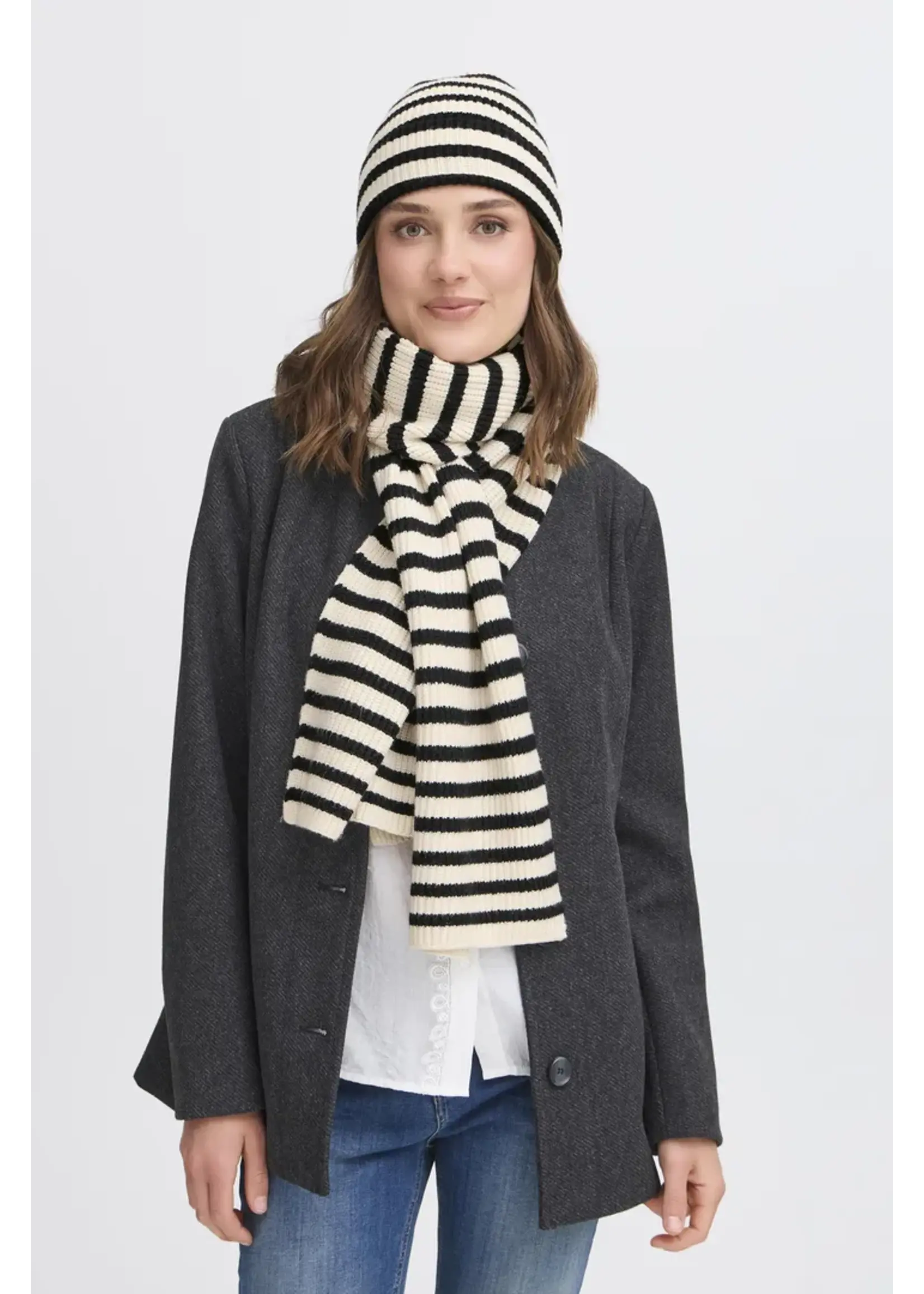 Fransa Fransa Capuche Stripy - Whisper White