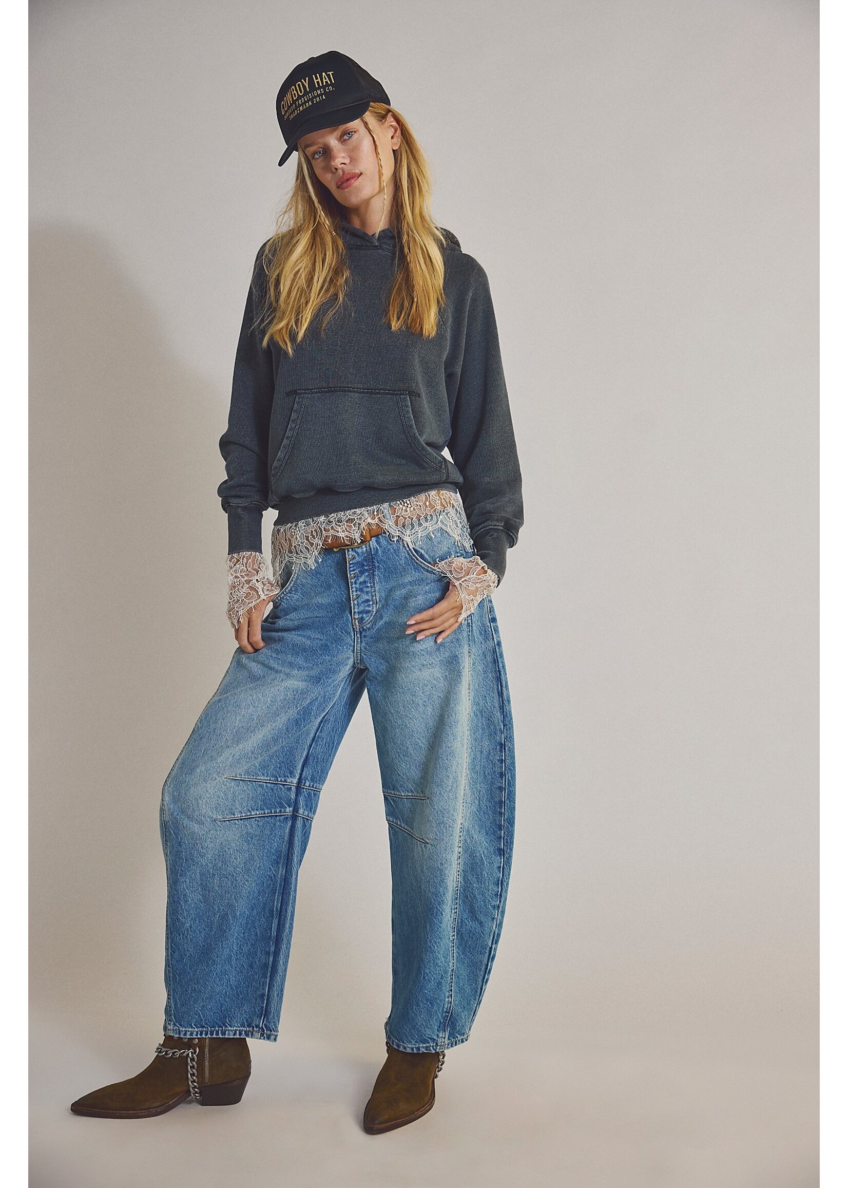 Free People Free People Good Luck Mid Rise Barrel - Ultra Light Beam