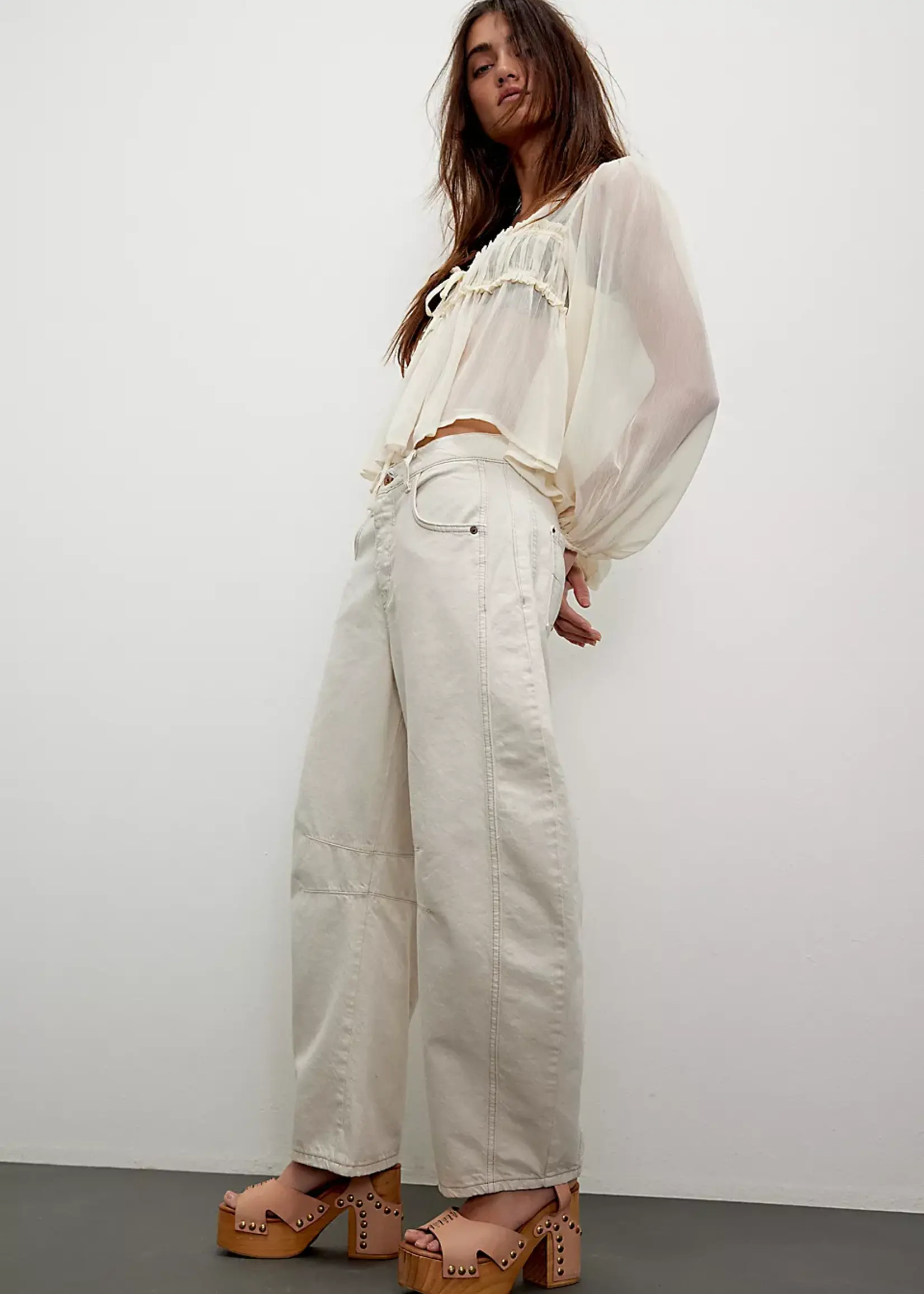 Free People Free People Barrel Mi-Hauteur Good Luck - Milk