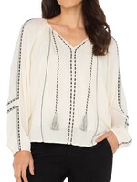 Liverpool Liverpool Chemiser Raglan Tissé - Alabaster W/Black