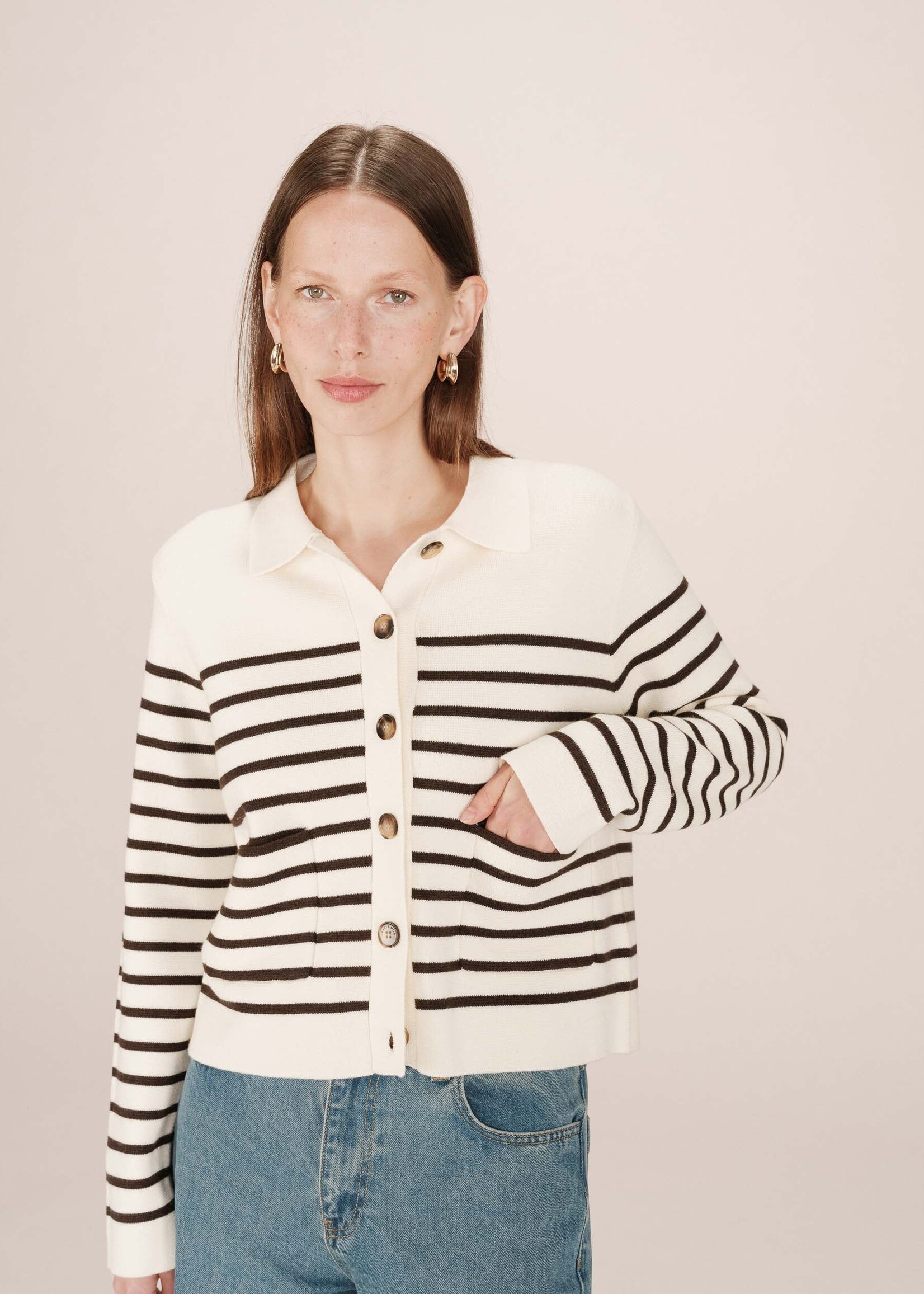 Grace and Mila Grace & Mila Sailor Cardigan - Ecru