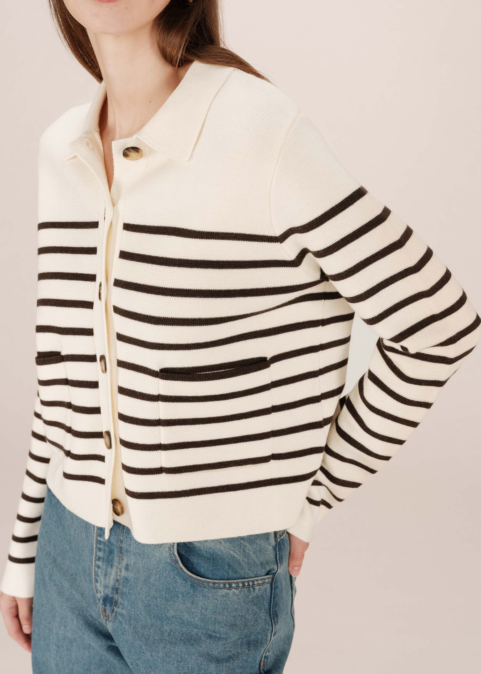 Grace and Mila Grace & Mila Sailor Cardigan - Ecru