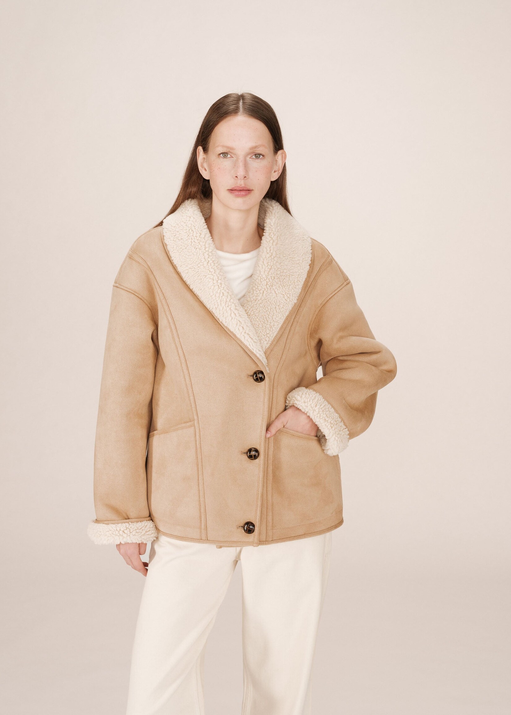 Grace and Mila Grace & Mila Manteau Swan - Beige Rosé