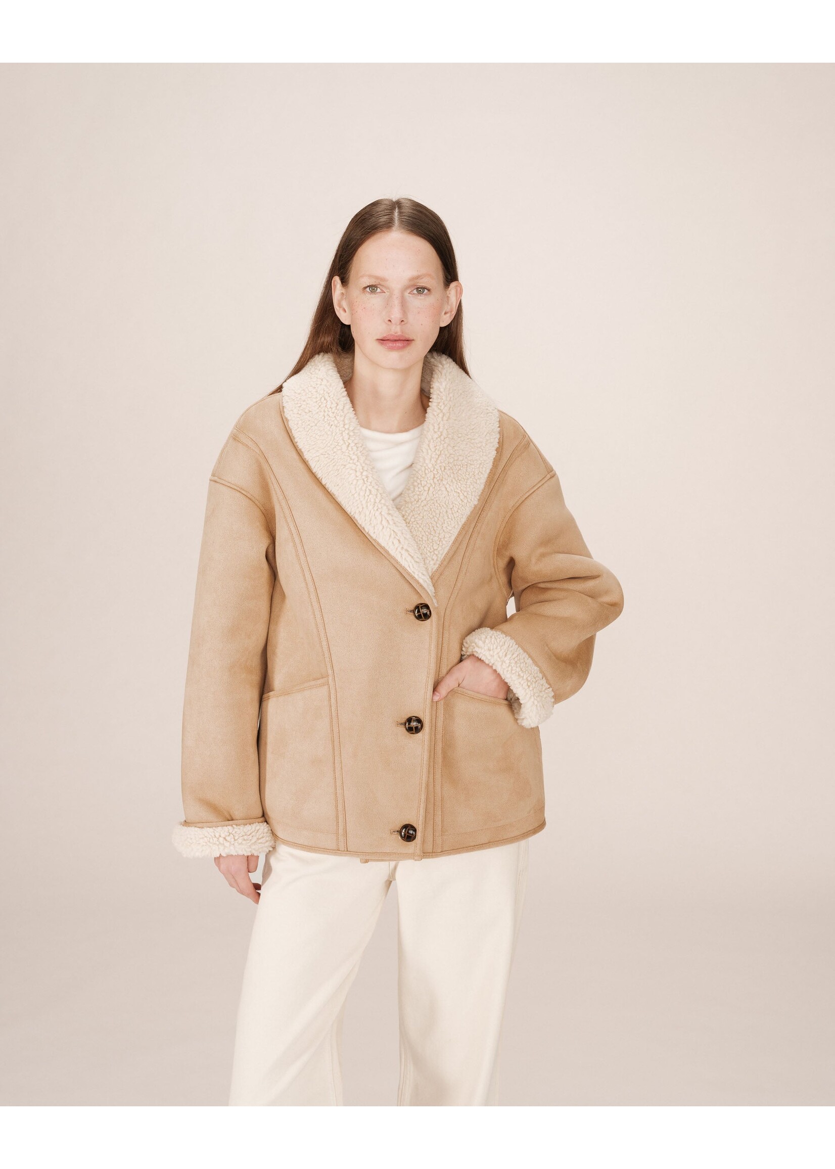 Grace and Mila Grace & Mila Manteau Swan - Beige Rosé