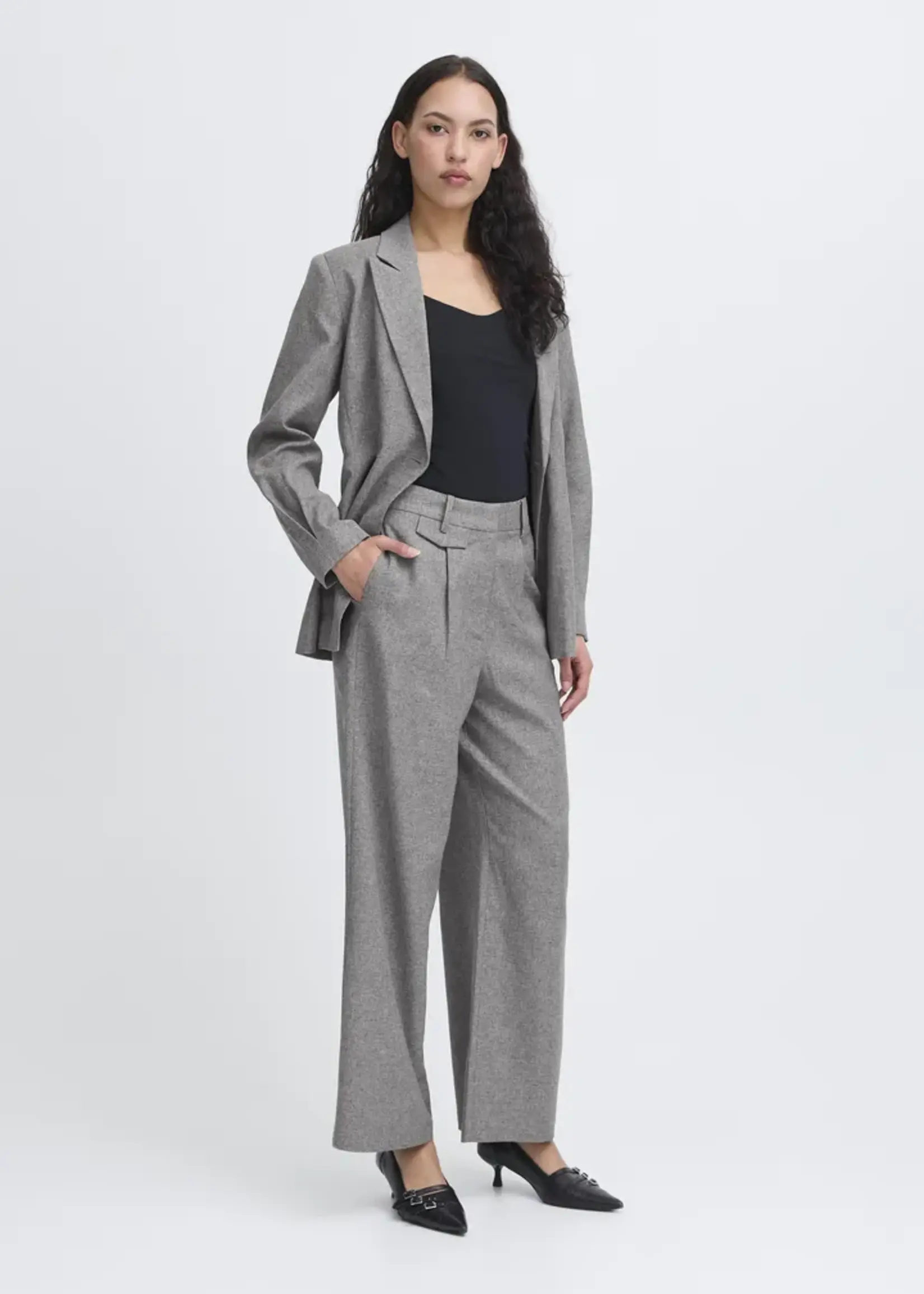 ICHI ICHI Pantalon IHNola - Salt & Peber