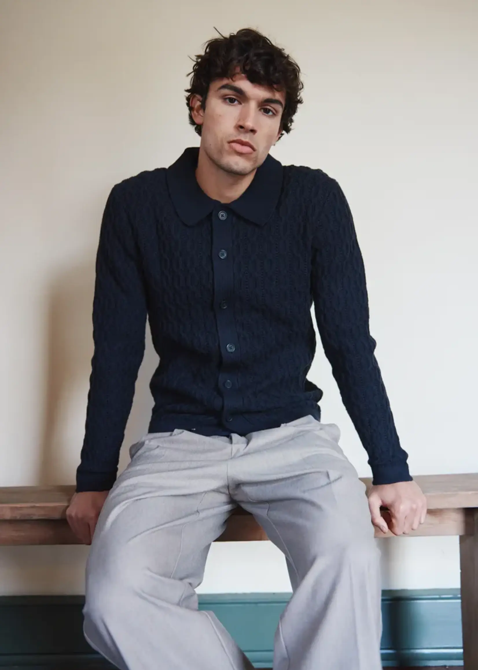Casual Friday Casual Friday CFToke Cable Cardigan - Dark Navy