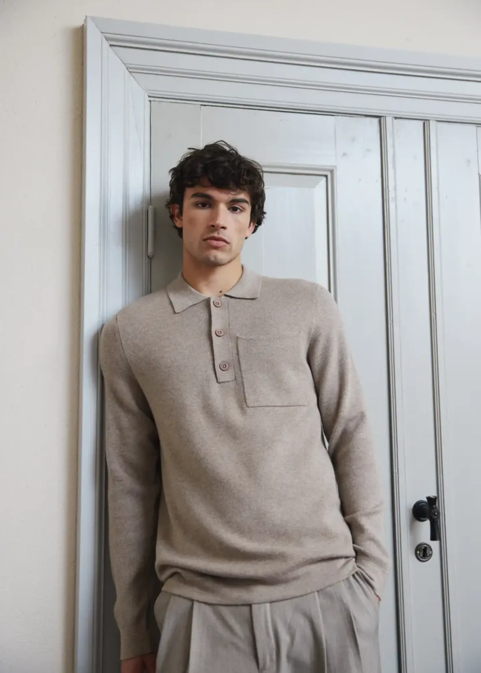 Casual Friday Casual Friday Pull Polo Tricoté CFIngmar - Roasted Cashew