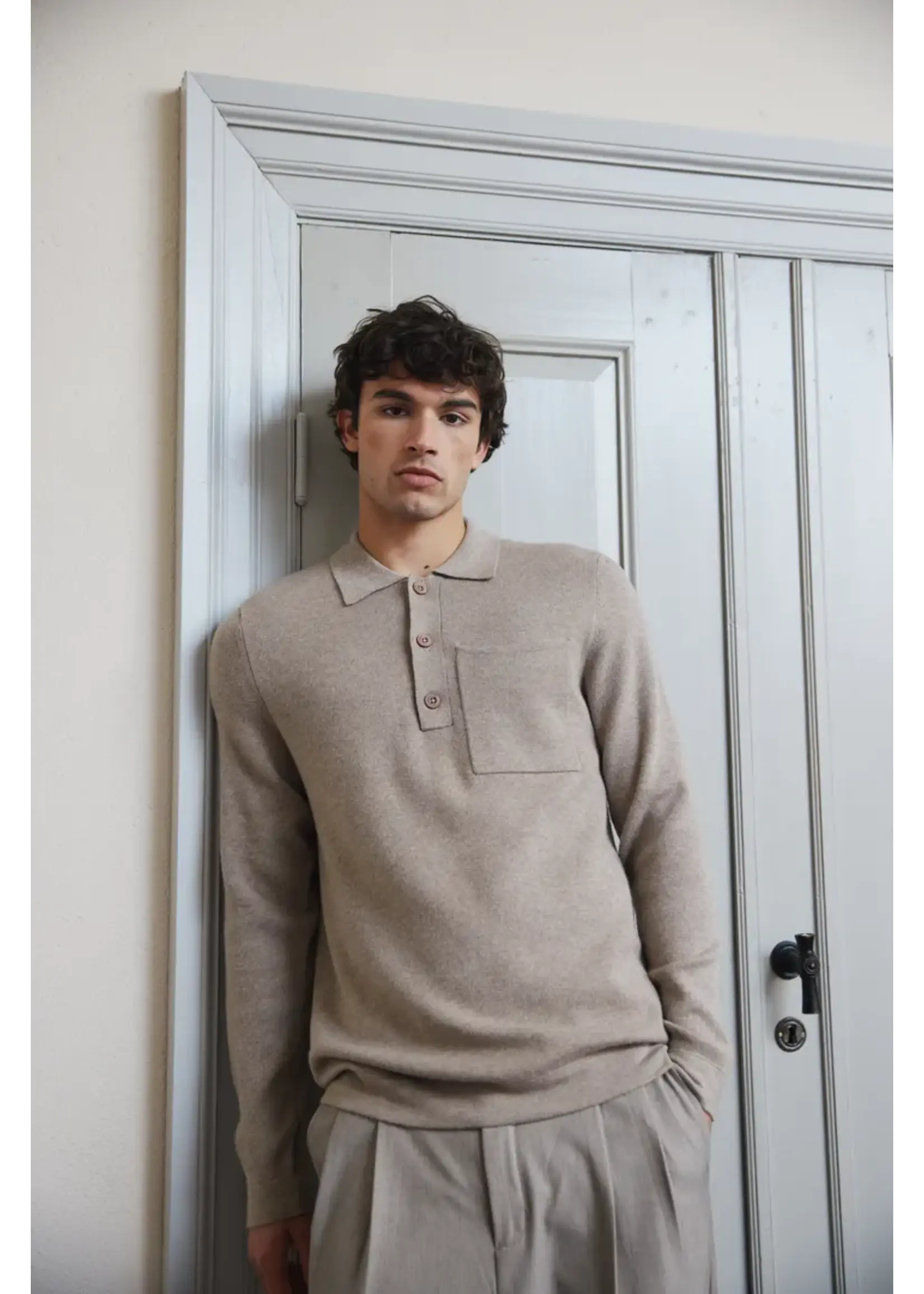 Casual Friday Casual Friday Pull Polo Tricoté CFIngmar - Roasted Cashew