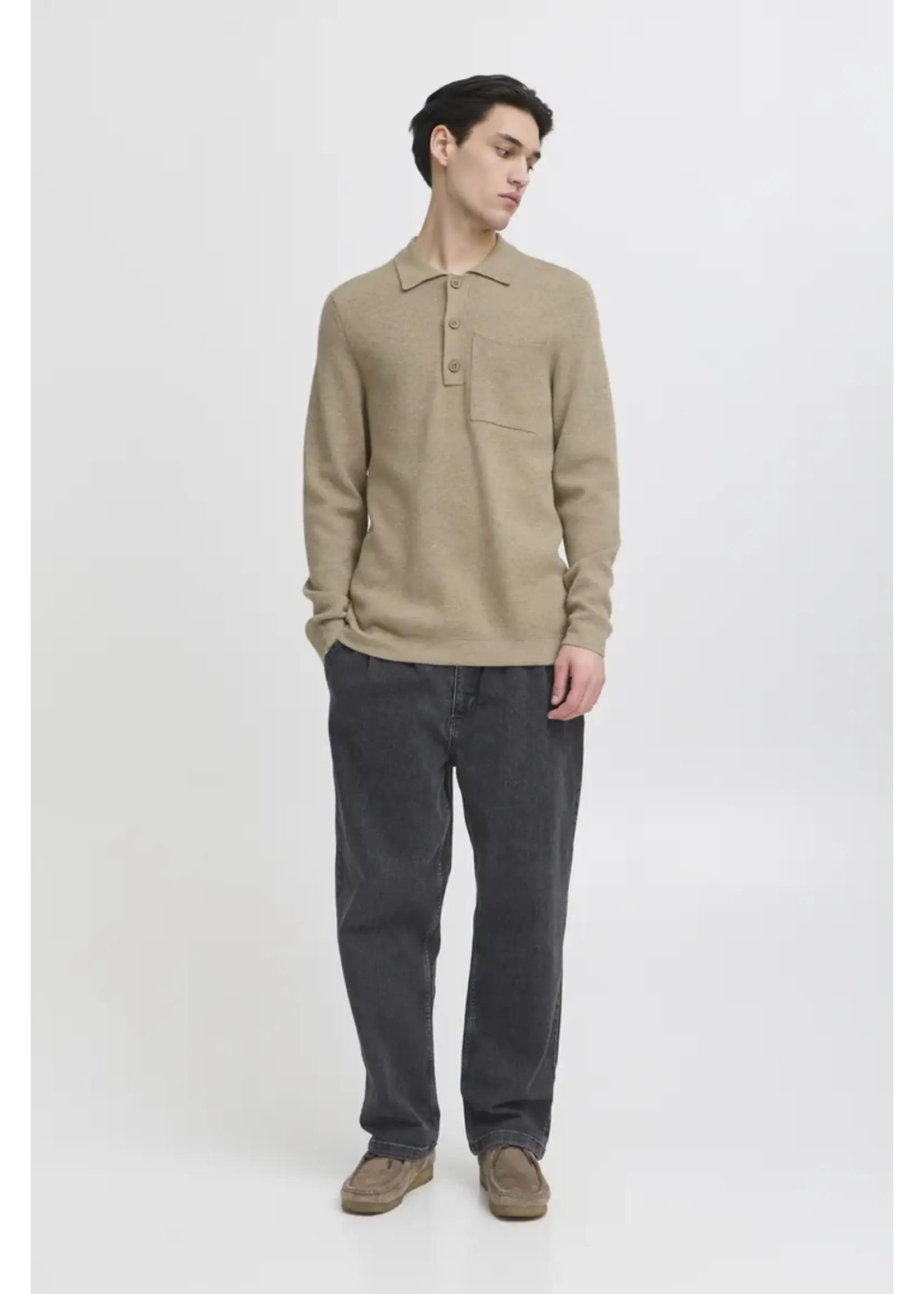 Casual Friday Casual Friday Pull Polo Tricoté CFIngmar - Roasted Cashew