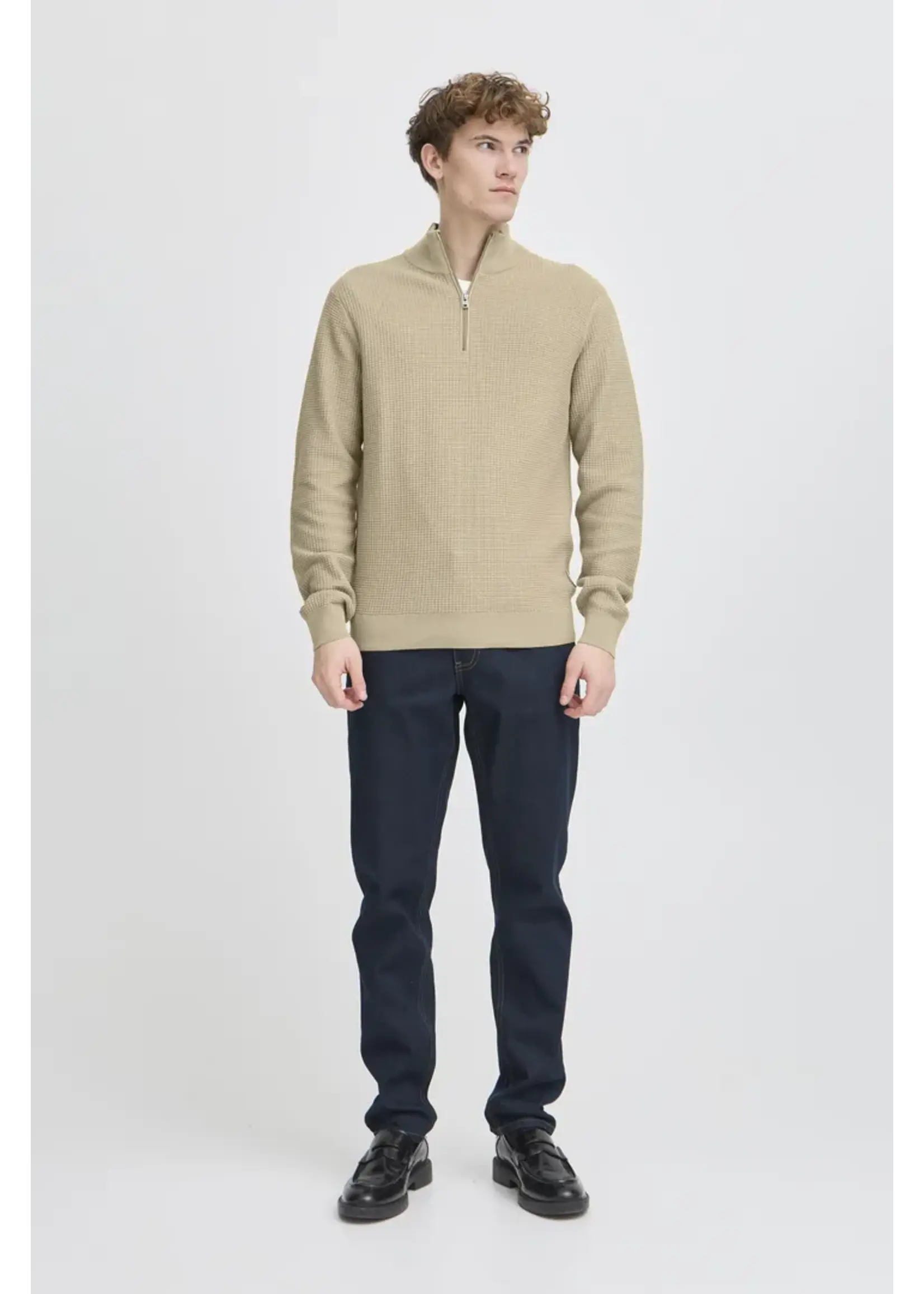 Casual Friday Casual Friday Tricot Structuré Demi-Zip CFVisti - Roasted Cashew