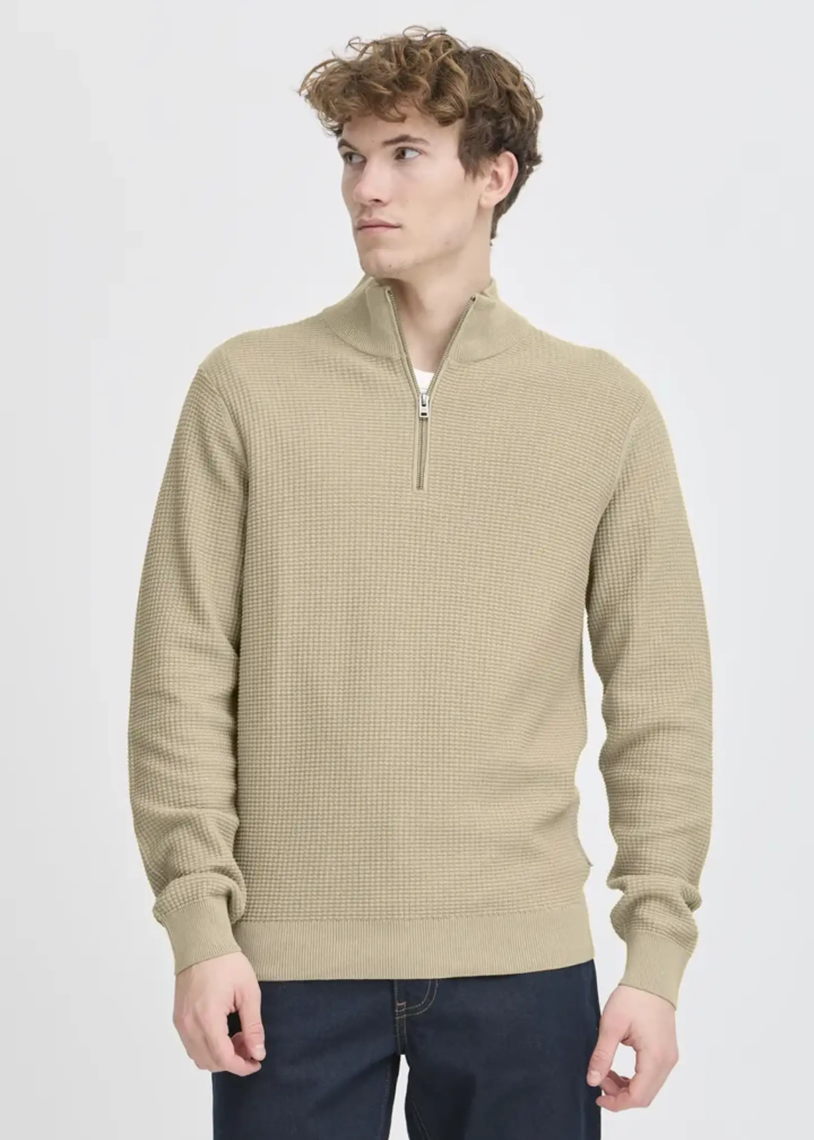 Casual Friday Casual Friday Tricot Structuré Demi-Zip CFVisti - Roasted Cashew