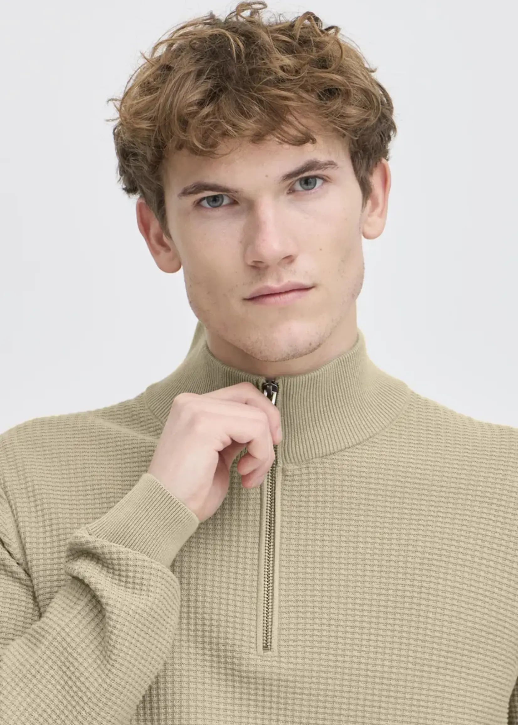 Casual Friday Casual Friday Tricot Structuré Demi-Zip CFVisti - Roasted Cashew