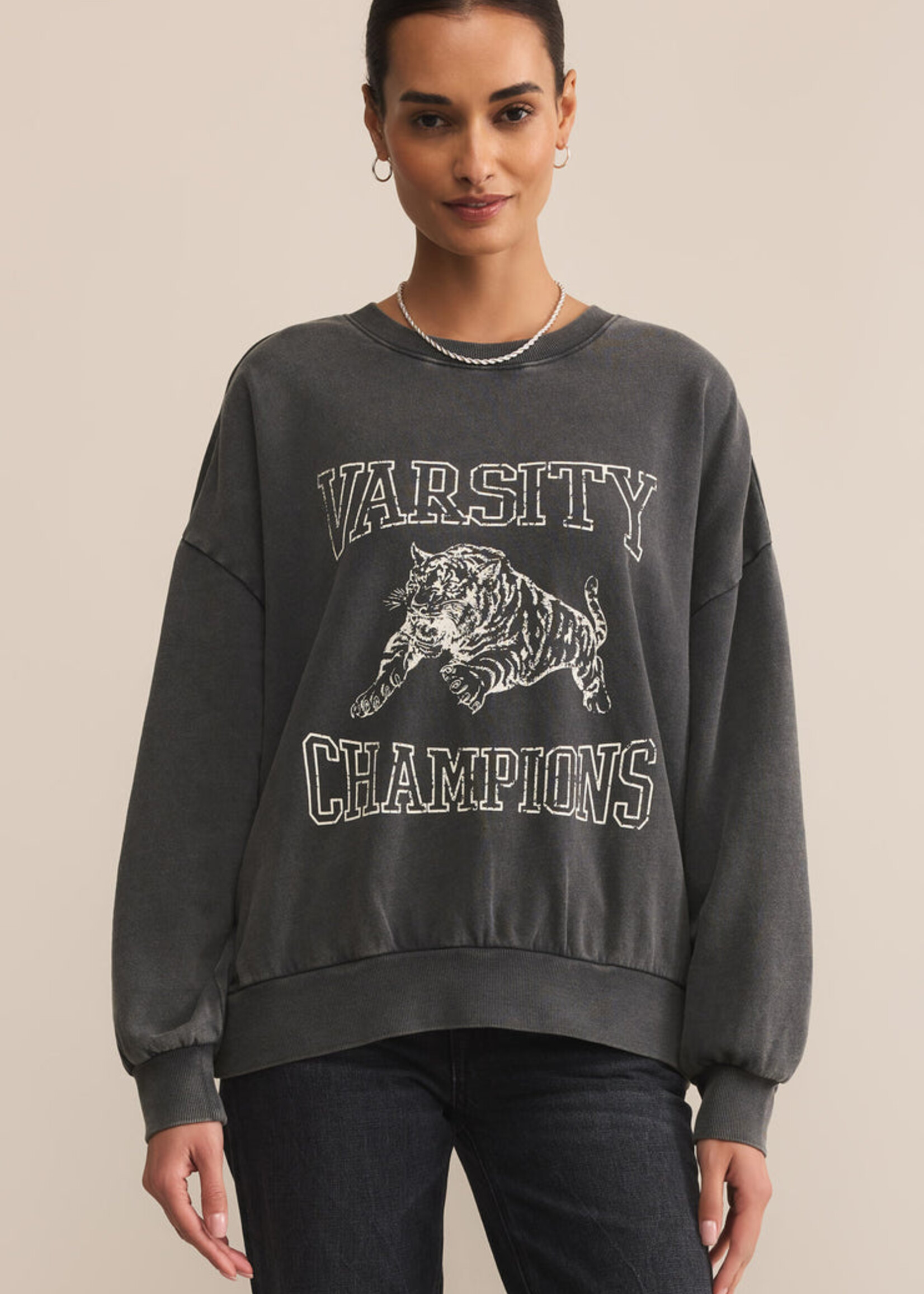 Z-Supply Z-Supply Sweat-Shirt Varsity Sunday - Black Sand