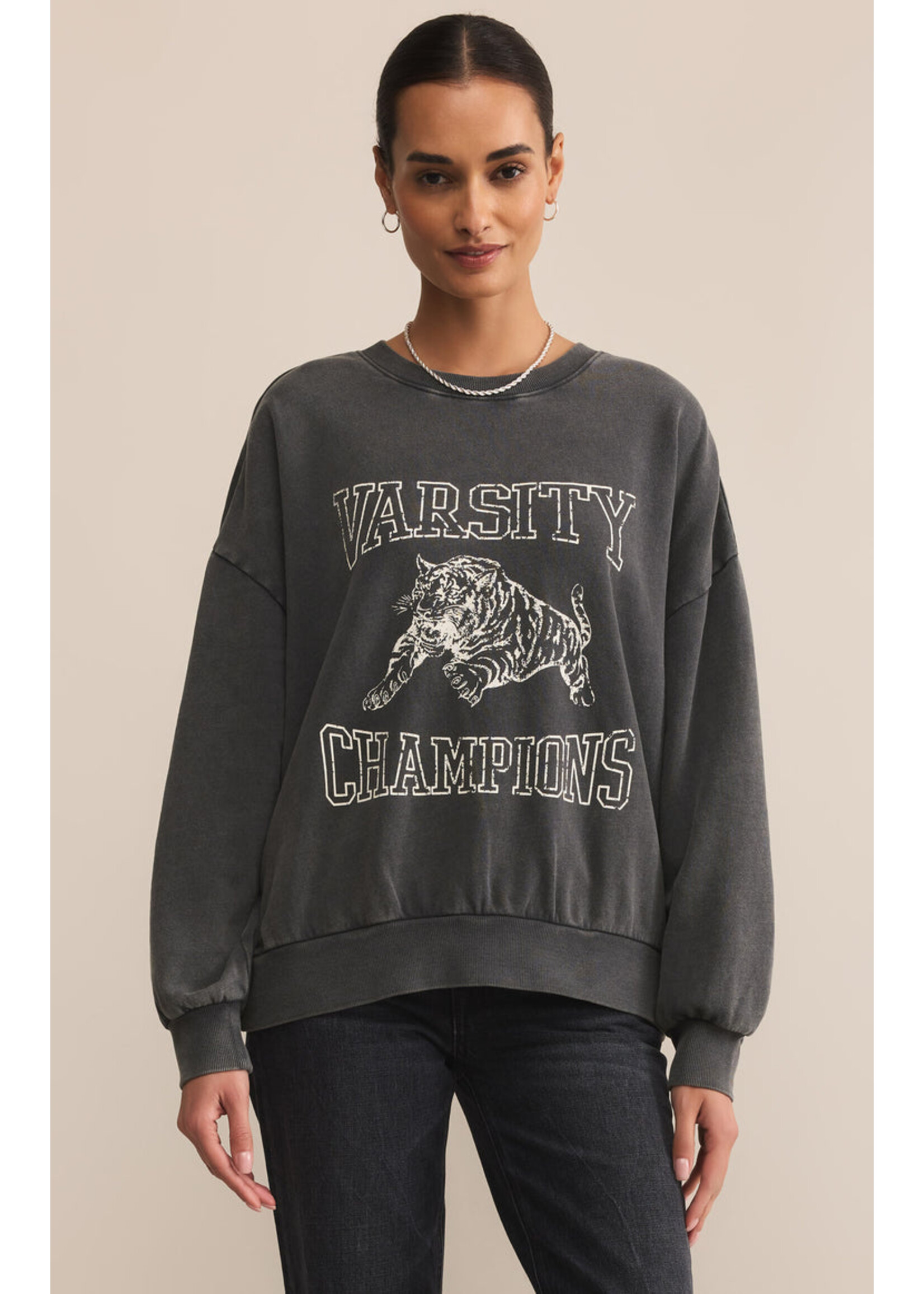 Z-Supply Z-Supply Varsity Sunday Sweatshirt - Black Sand