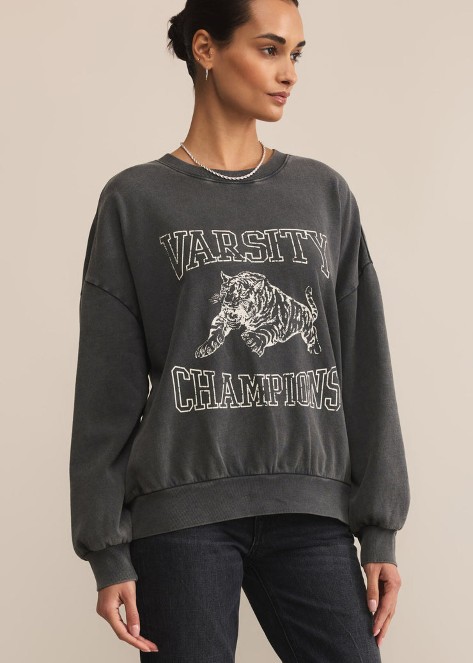 Z-Supply Z-Supply Varsity Sunday Sweatshirt - Black Sand