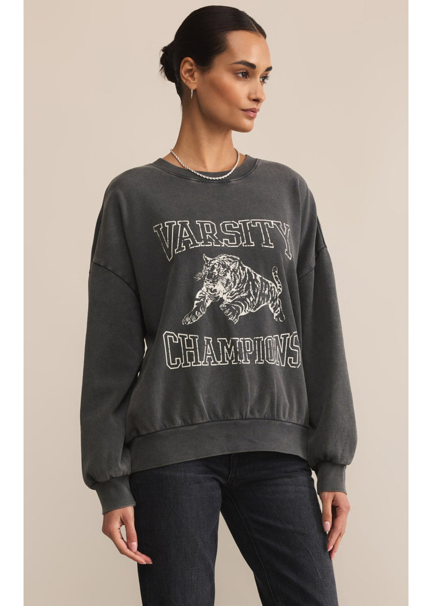 Z-Supply Z-Supply Sweat-Shirt Varsity Sunday - Black Sand