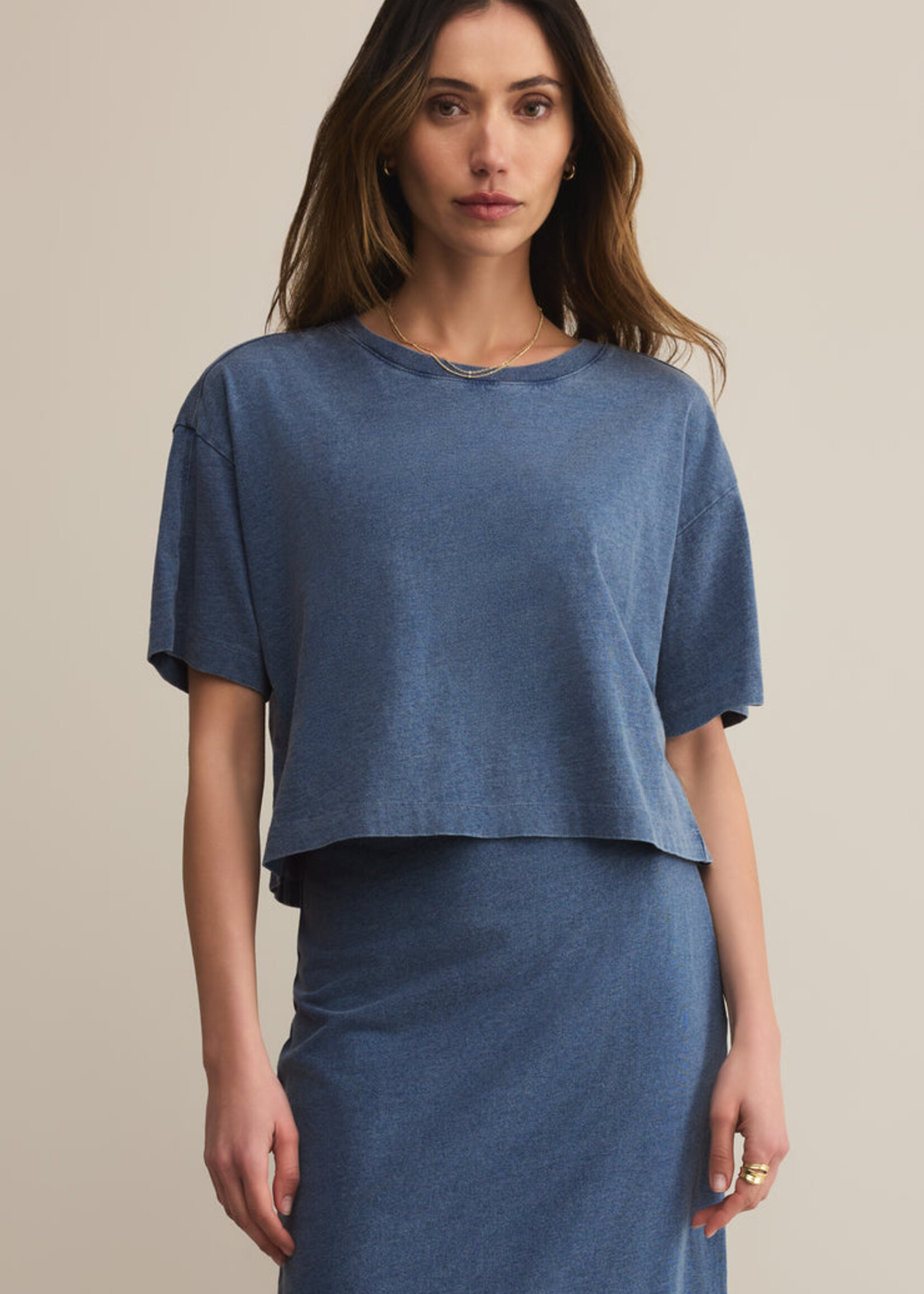 Z-Supply Z-Supply On The Go Jersey Denim Tee - Vintage Indigo