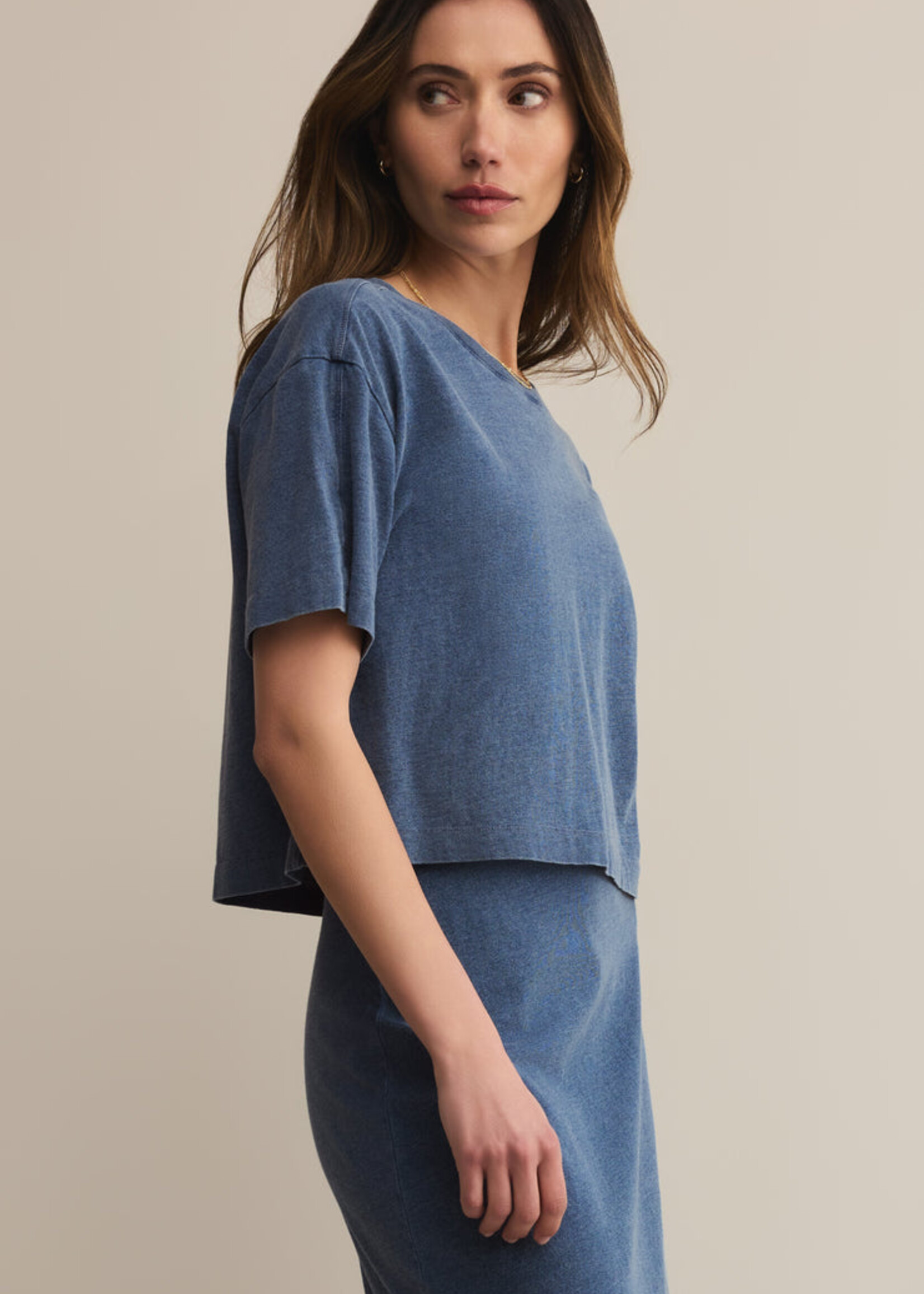 Z-Supply Z-Supply On The Go Jersey Denim Tee - Vintage Indigo