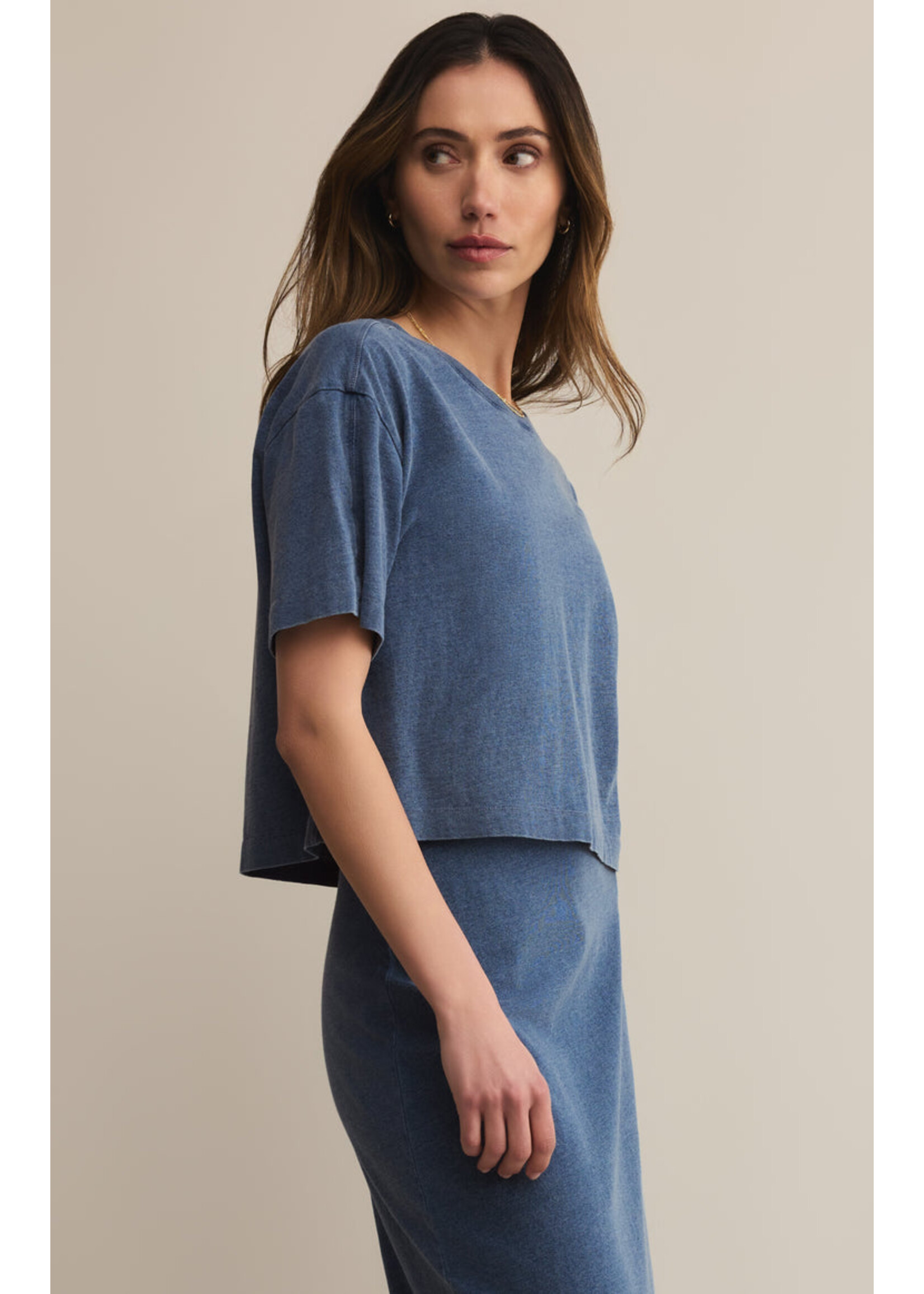 Z-Supply Z-Supply On The Go Jersey Denim Tee - Vintage Indigo