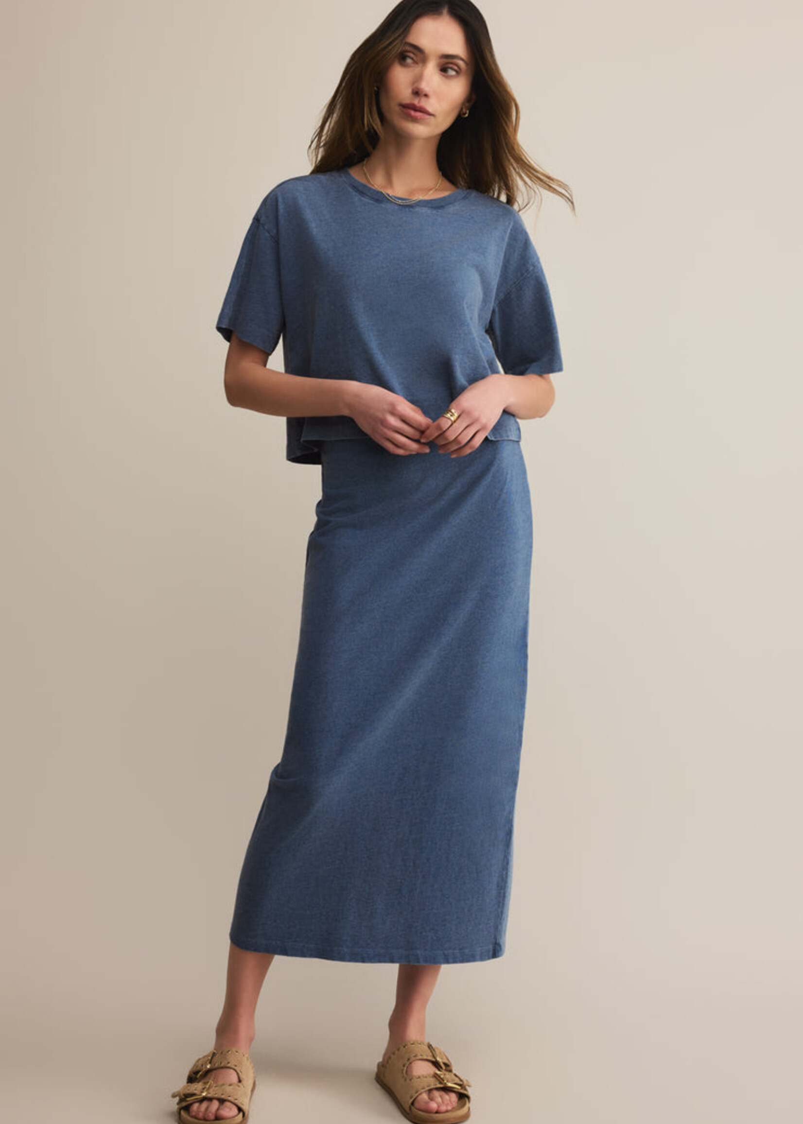 Z-Supply Z-Supply On The Go Jersey Denim Tee - Vintage Indigo