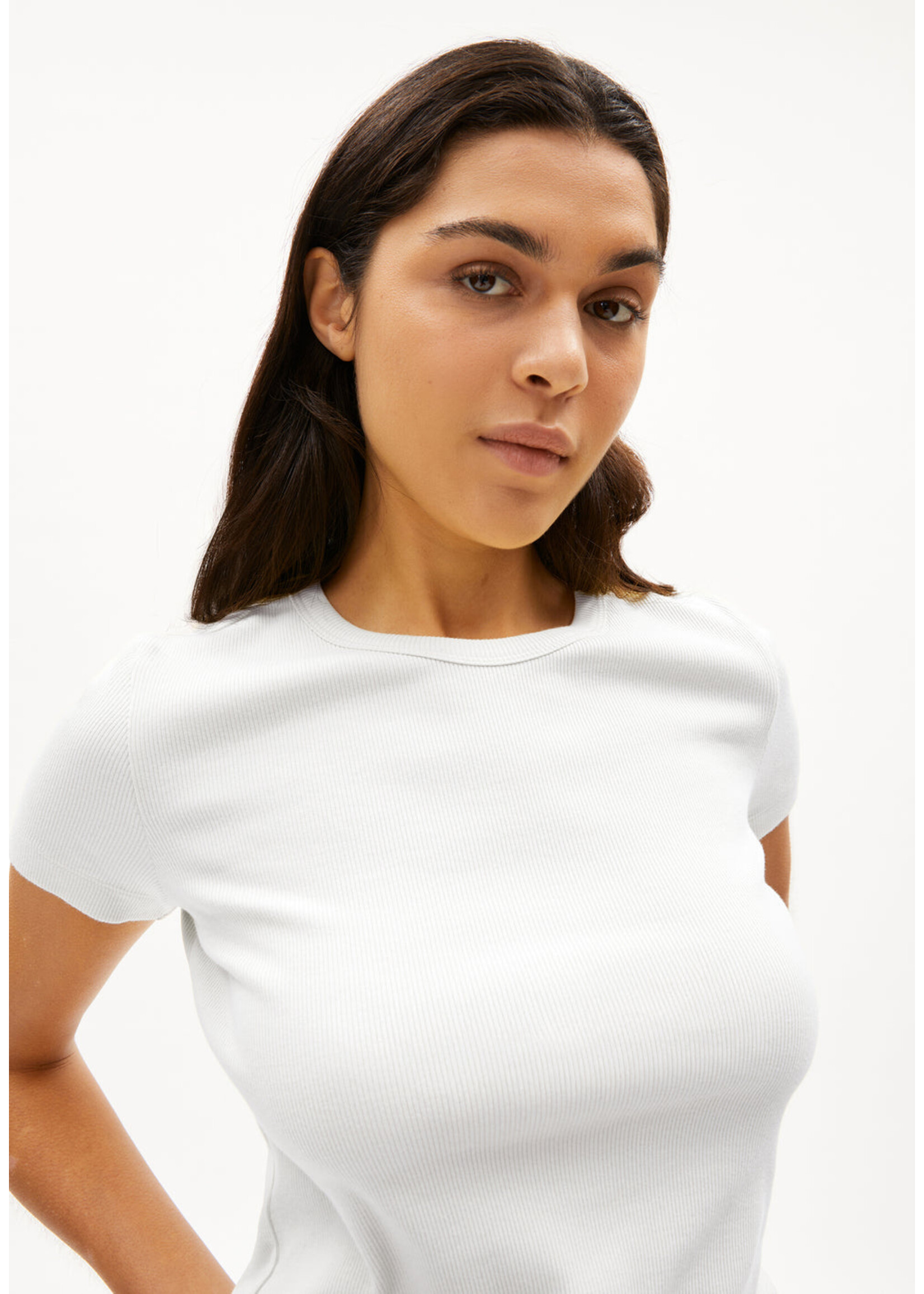 Armedangels Armedangels T-Shirt Côtelé Kardaa - Blanc